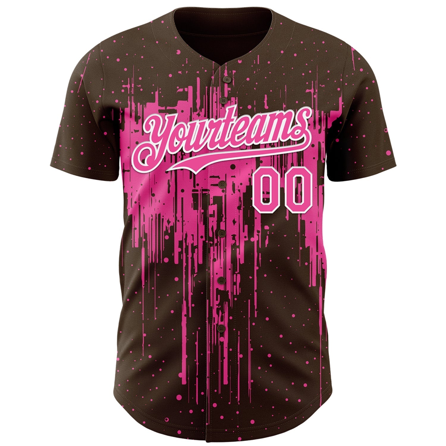 Custom Brown Pink-White Dripping Splatter Paint Authentic Baseball Jersey baseball jersey product view 2