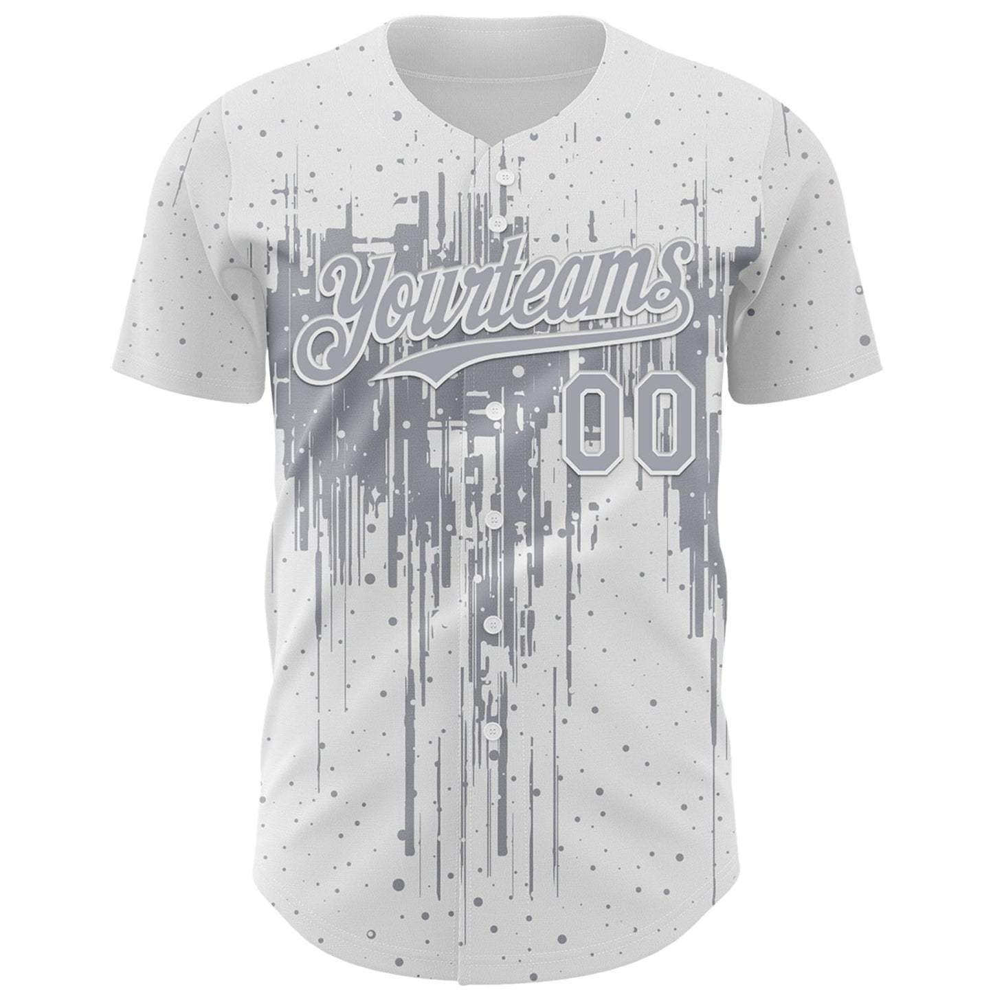 Custom White Gray Dripping Splatter Paint Authentic Baseball Jersey baseball jersey product view 2