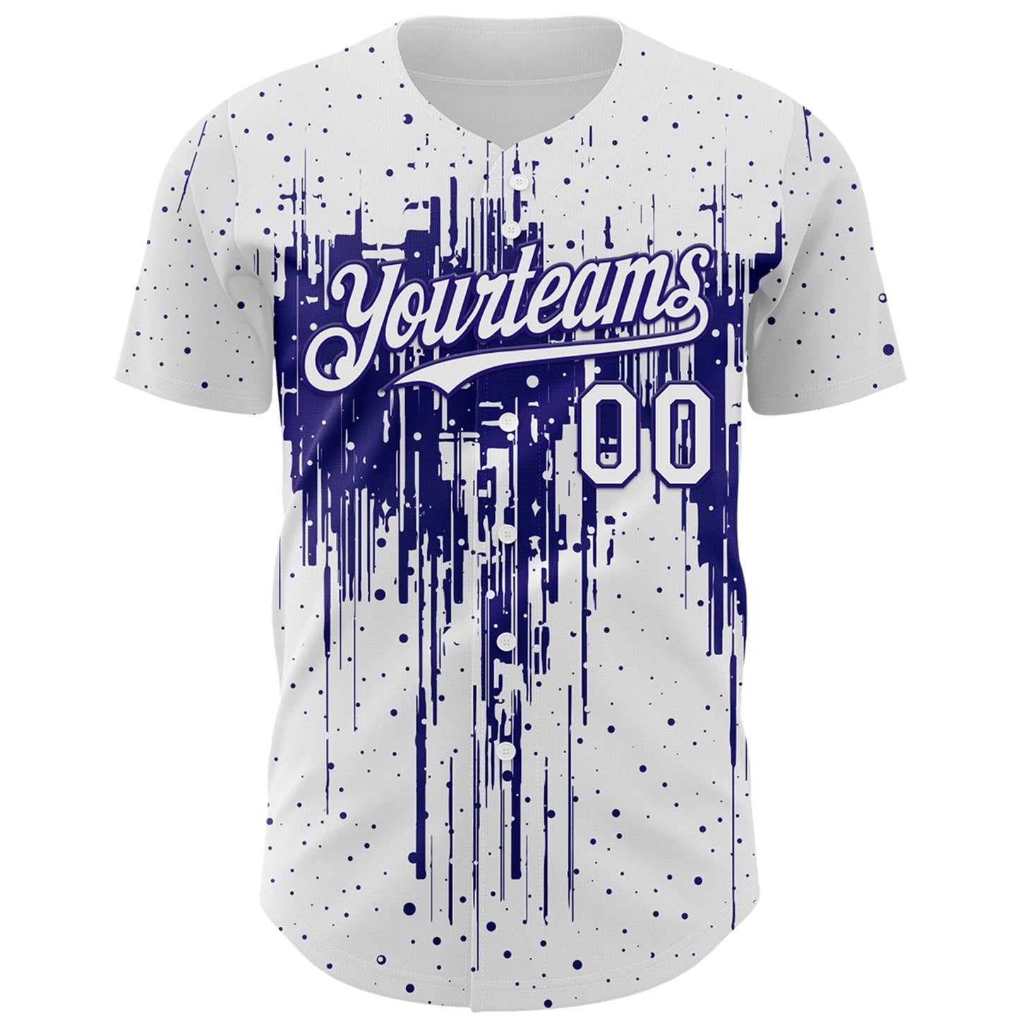 Custom White Dark Purple Dripping Splatter Paint Authentic Baseball Jersey baseball jersey product view 2