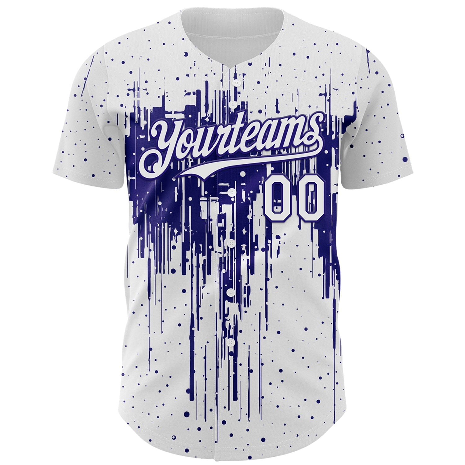 Custom White Dark Purple Dripping Splatter Paint Authentic Baseball Jersey baseball jersey product view 2
