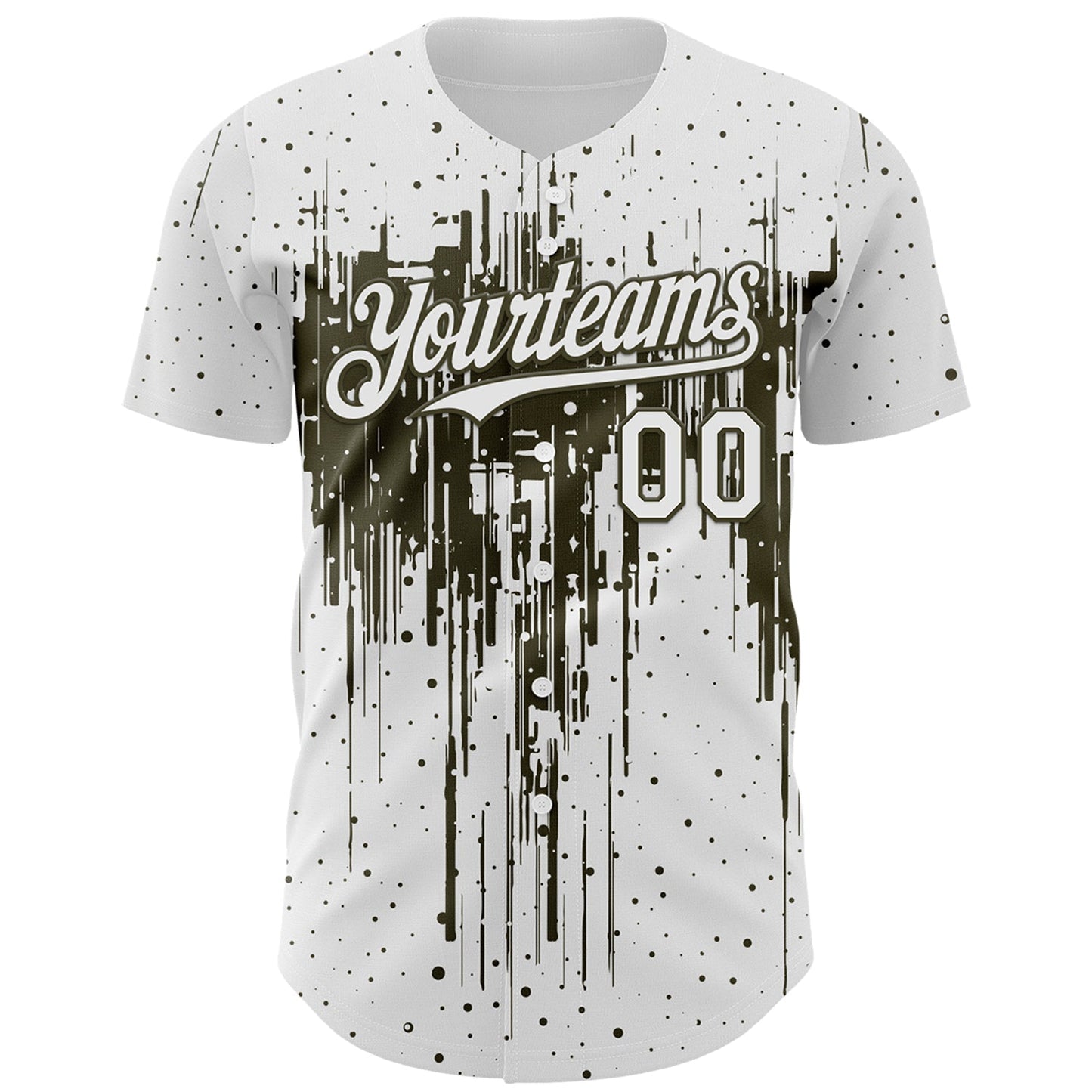 Custom White Olive Dripping Splatter Paint Authentic Baseball Jersey baseball jersey product view 2