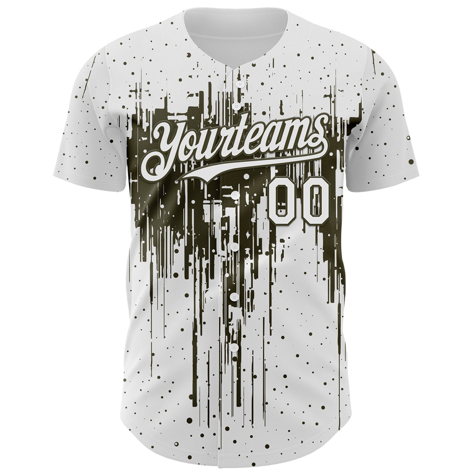 Custom White Olive Dripping Splatter Paint Authentic Baseball Jersey baseball jersey product view 2