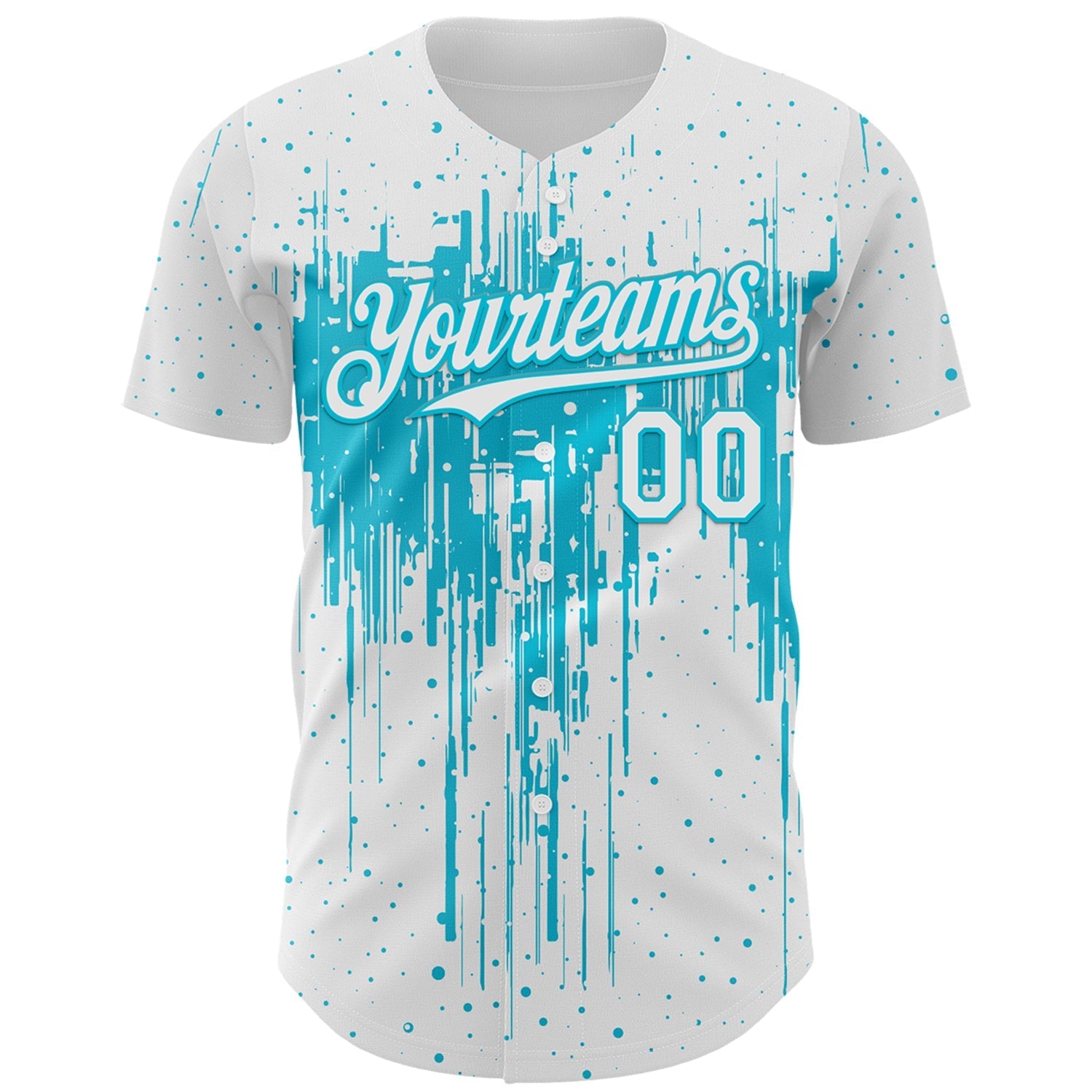 Custom White Lakes Blue Dripping Splatter Paint Authentic Baseball Jersey baseball jersey product view 2