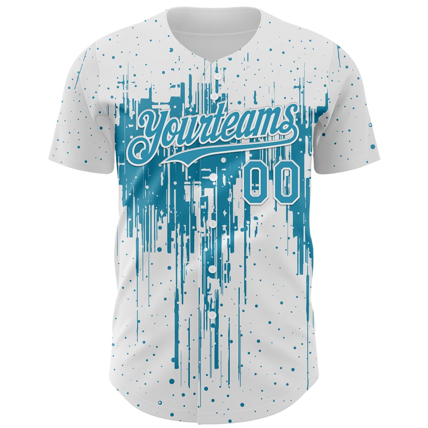 Custom White Panther Blue-White Dripping Splatter Paint Authentic Baseball Jersey baseball jersey product view 2