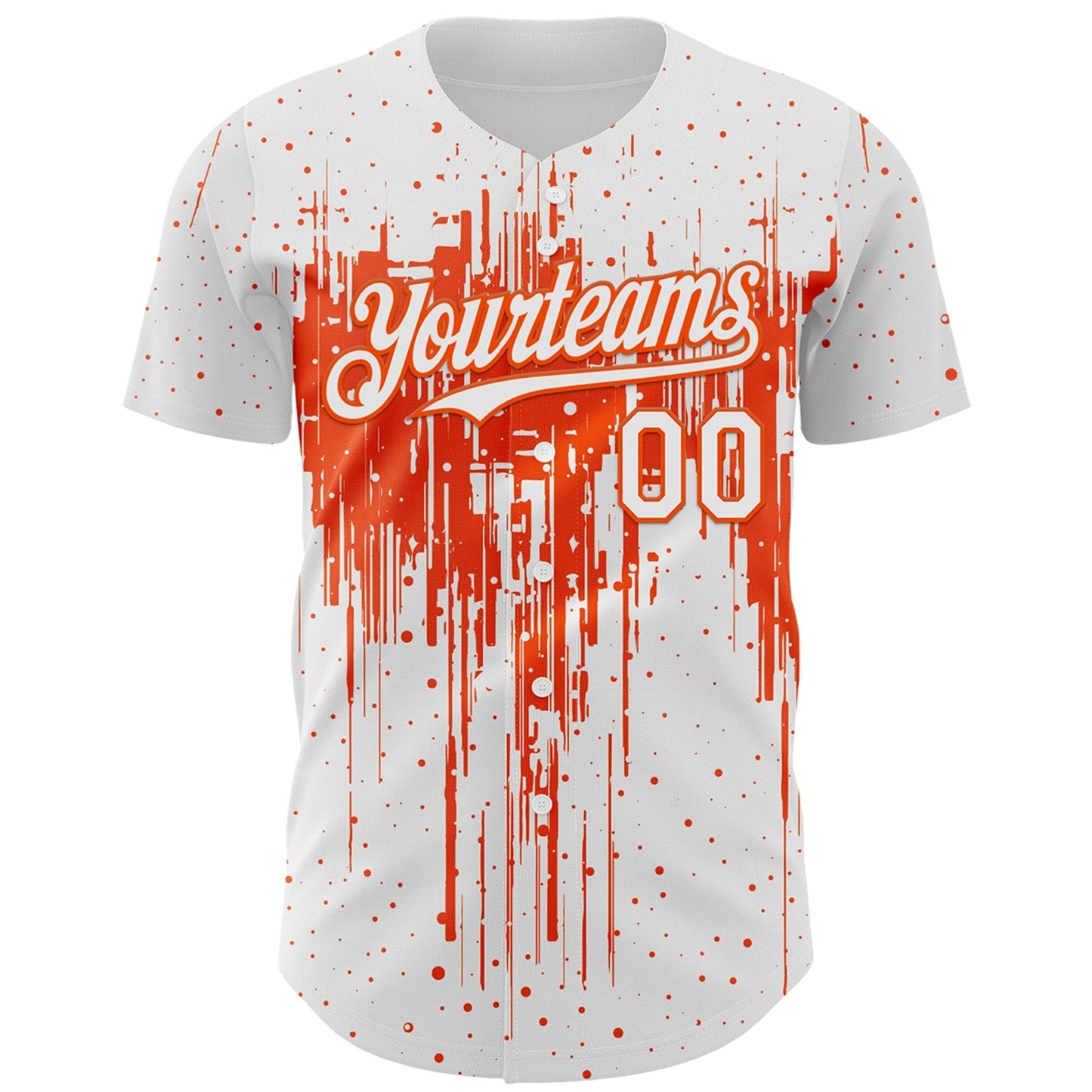 Custom White Orange Dripping Splatter Paint Authentic Baseball Jersey baseball jersey product view 2
