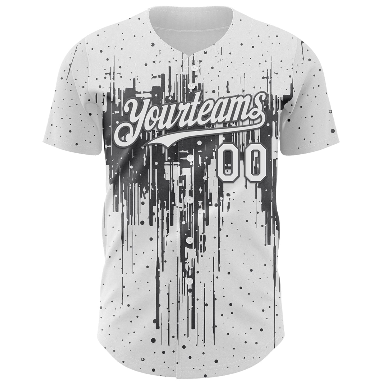 Custom White Steel Gray Dripping Splatter Paint Authentic Baseball Jersey baseball jersey product view 2