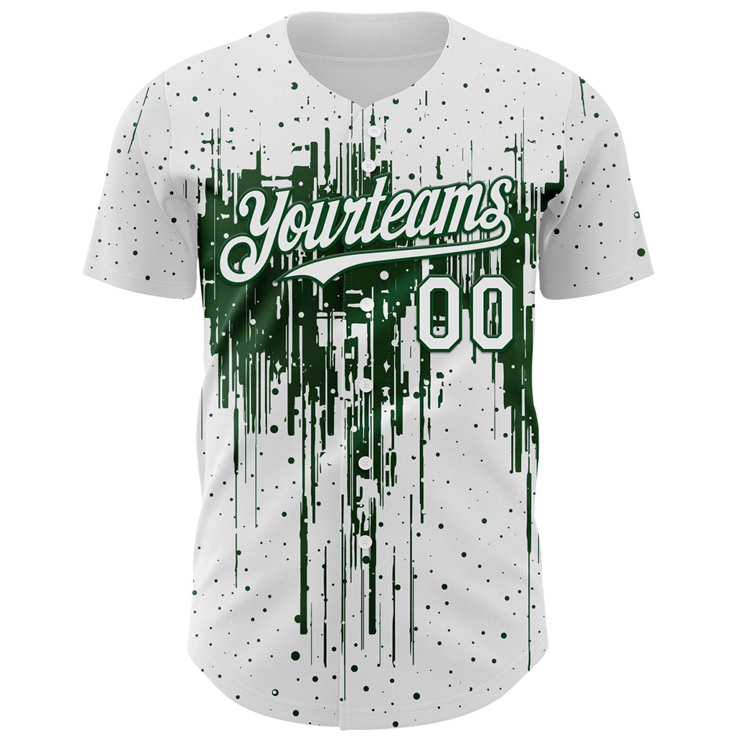 Custom White Green Dripping Splatter Paint Authentic Baseball Jersey baseball jersey product view 2