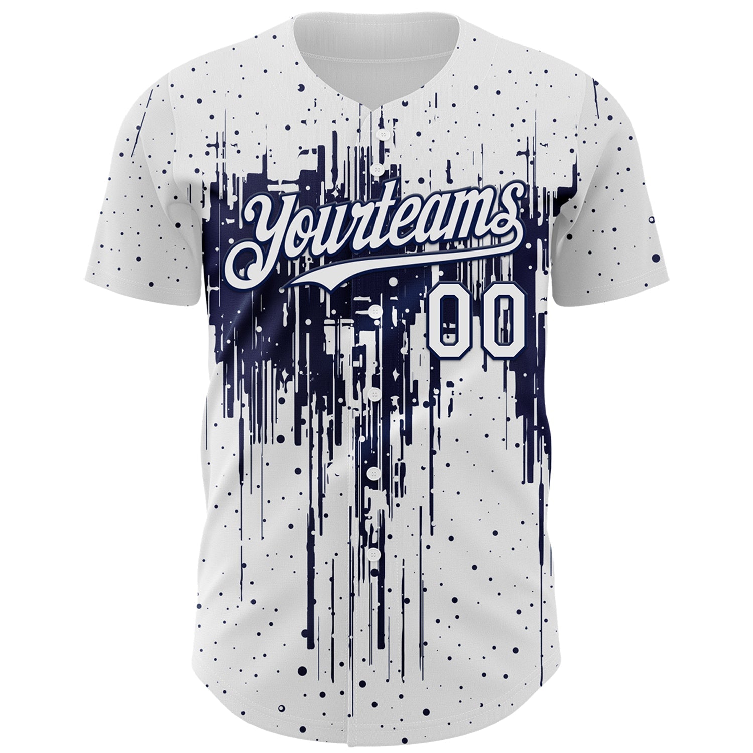 Custom White Navy Dripping Splatter Paint Authentic Baseball Jersey baseball jersey product view 2