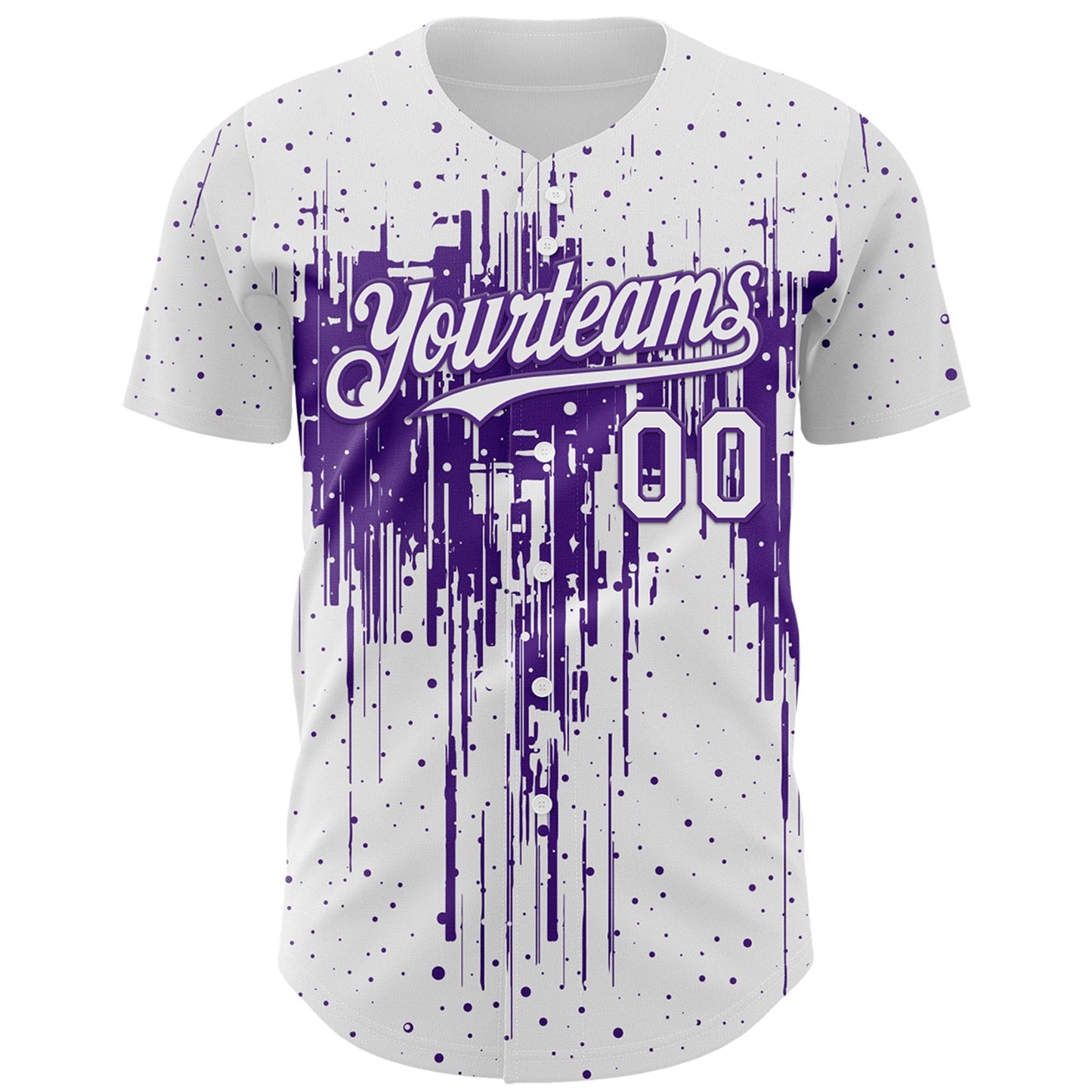 Custom White Purple Dripping Splatter Paint Authentic Baseball Jersey baseball jersey product view 2