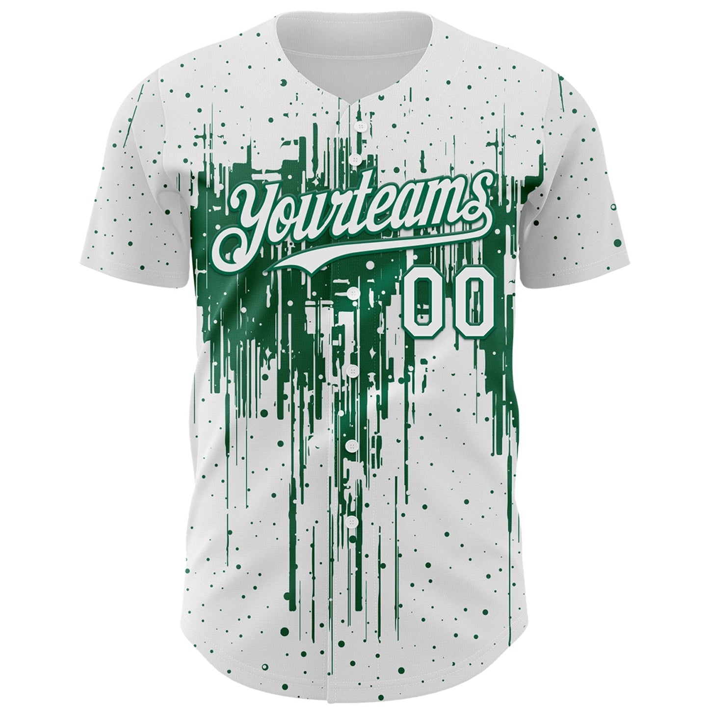Custom White Kelly Green Dripping Splatter Paint Authentic Baseball Jersey baseball jersey product view 2