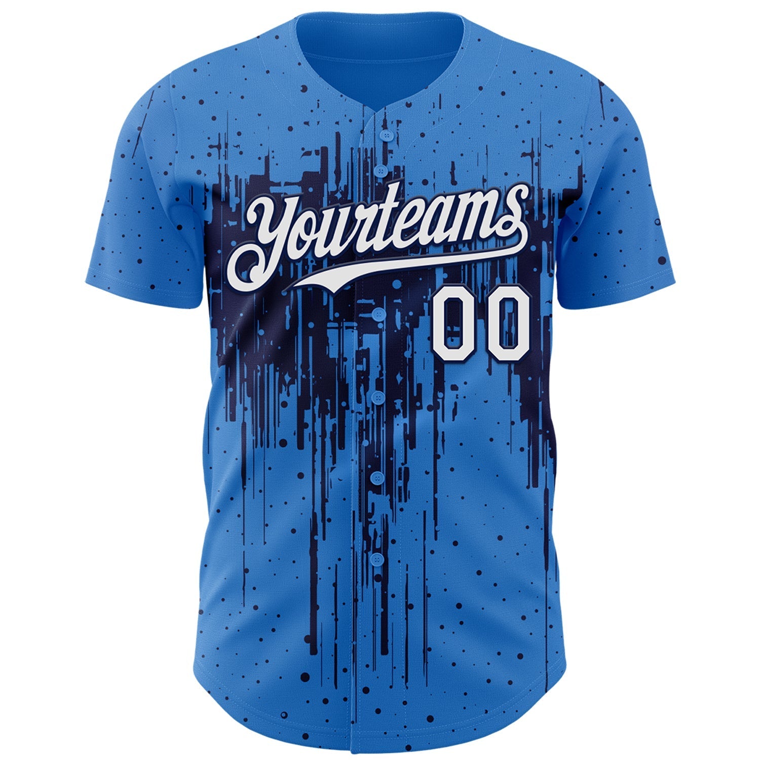 Custom Powder Blue White-Navy Dripping Splatter Paint Authentic Baseball Jersey baseball jersey product view 2
