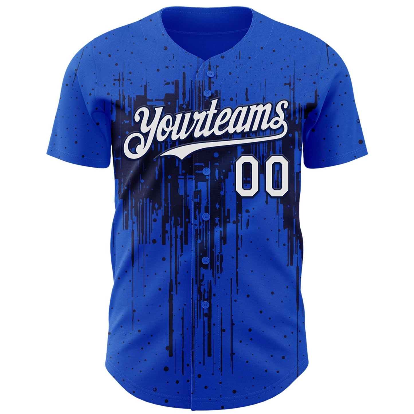 Custom Thunder Blue White-Navy Dripping Splatter Paint Authentic Baseball Jersey baseball jersey product view 2