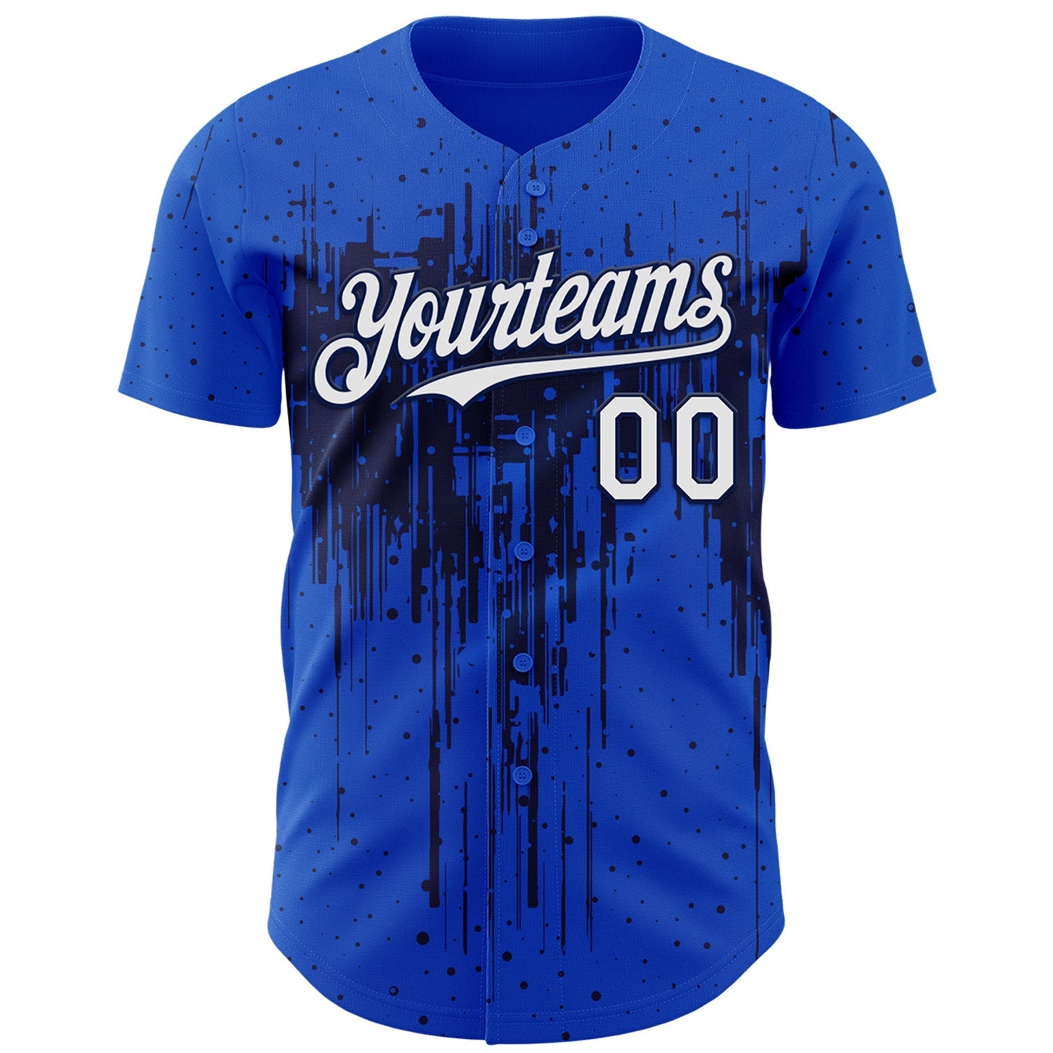 Custom Thunder Blue White-Navy Dripping Splatter Paint Authentic Baseball Jersey baseball jersey product view 2