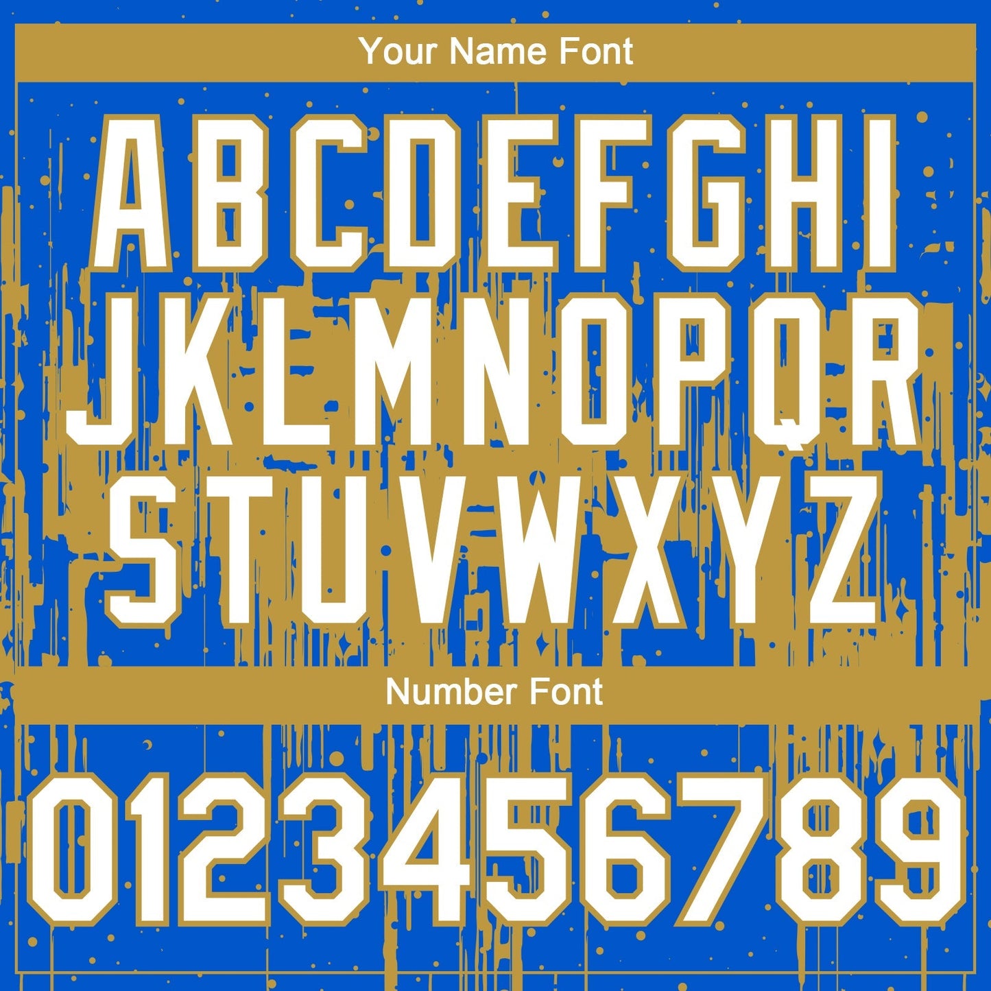 Custom Thunder Blue White-Old Gold Dripping Splatter Paint Authentic Baseball Jersey baseball jersey product view 5