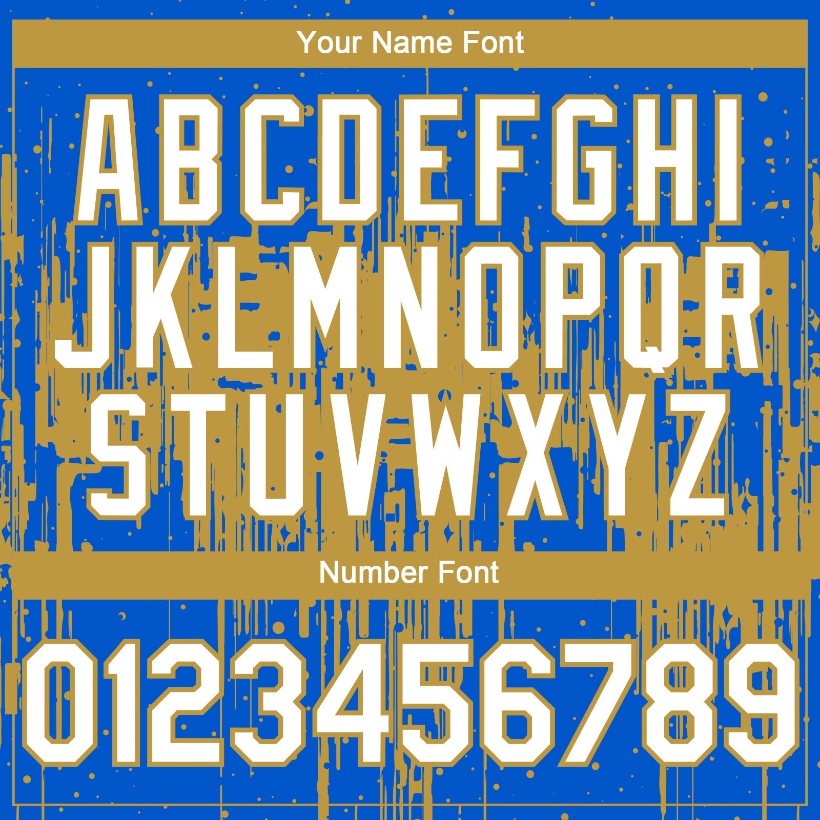 Custom Thunder Blue White-Old Gold Dripping Splatter Paint Authentic Baseball Jersey baseball jersey product view 5