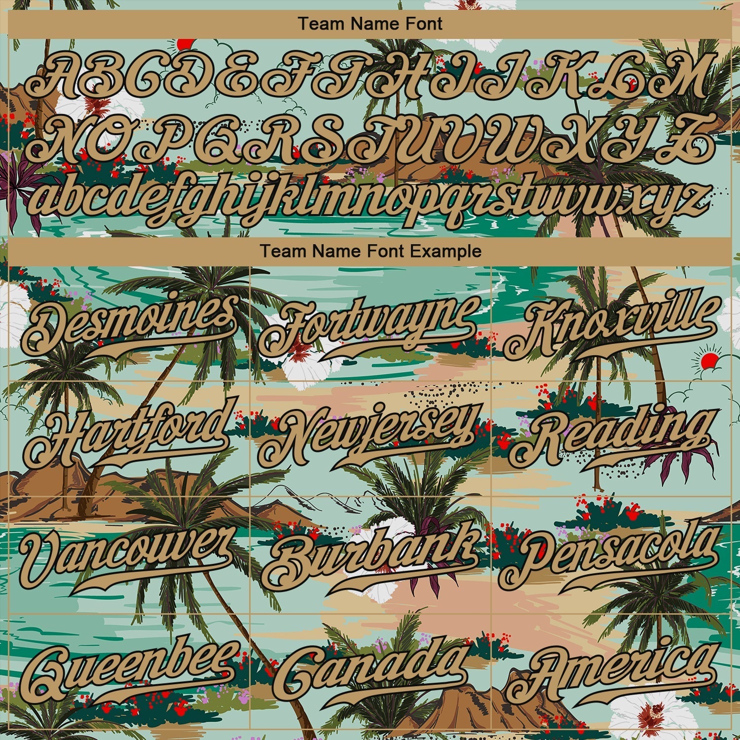 Custom Aqua Old Gold-Black 3D Pattern Design Hawaii Palm Trees And Flowers Authentic Baseball Jersey baseball jersey product view 4