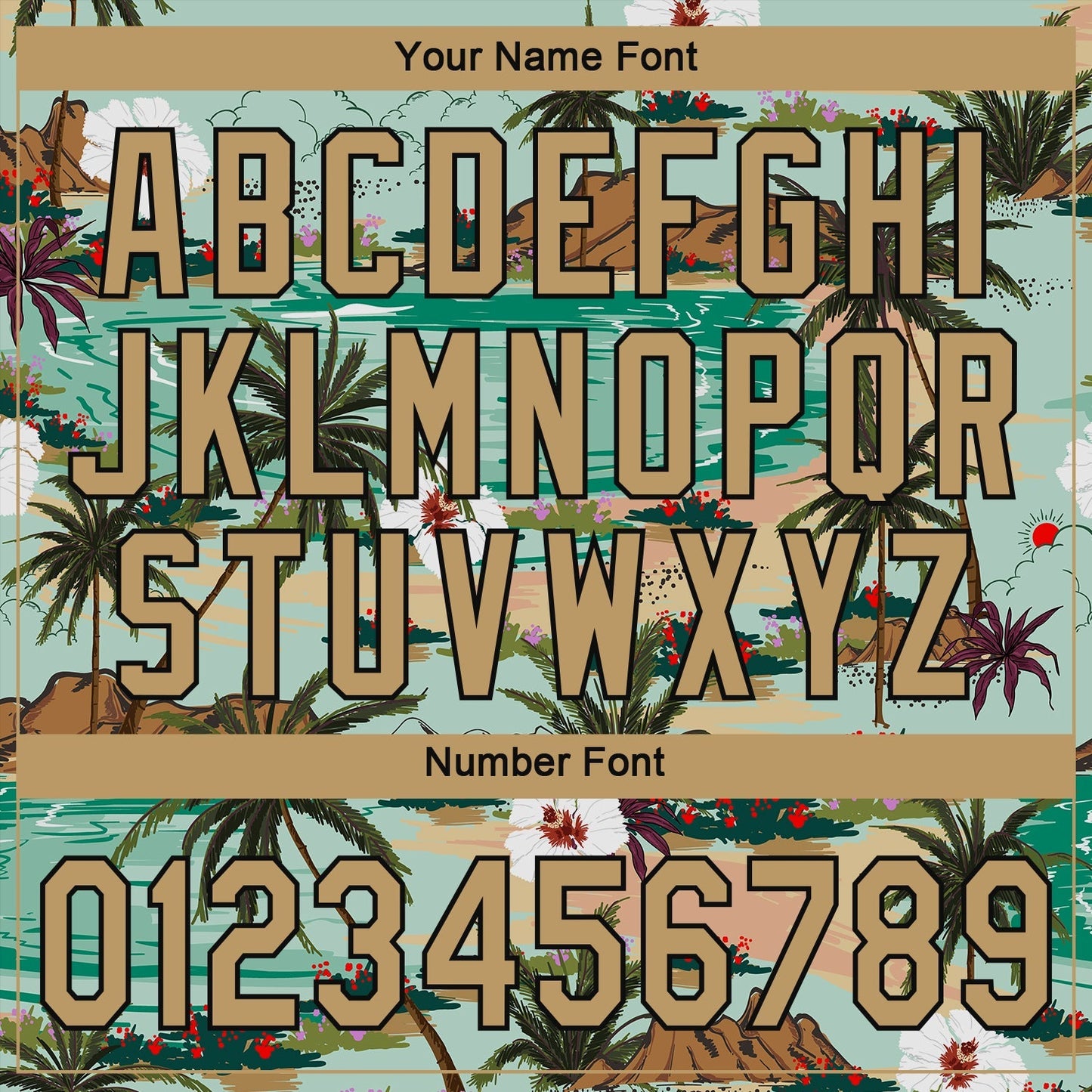 Custom Aqua Old Gold-Black 3D Pattern Design Hawaii Palm Trees And Flowers Authentic Baseball Jersey baseball jersey product view 5