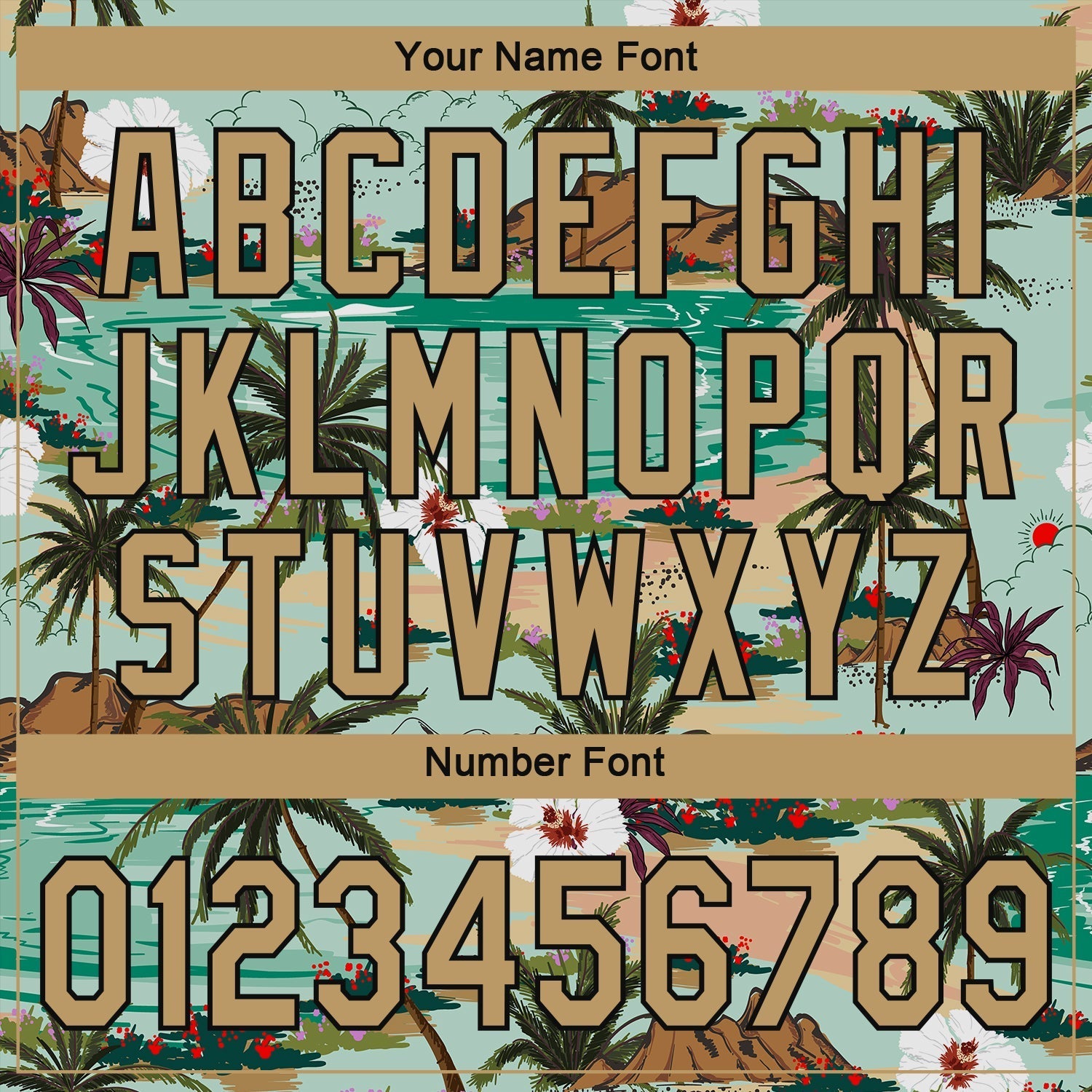 Custom Aqua Old Gold-Black 3D Pattern Design Hawaii Palm Trees And Flowers Authentic Baseball Jersey baseball jersey product view 5