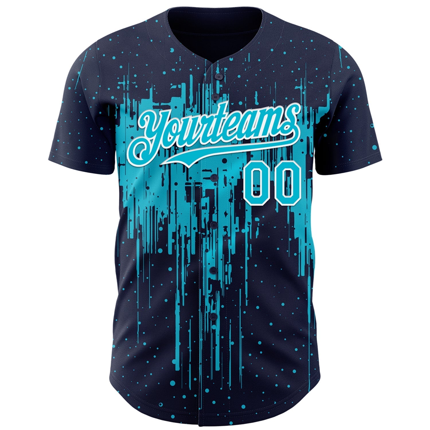 Custom Navy Lakes Blue-White Dripping Splatter Paint Authentic Baseball Jersey baseball jersey product view 2