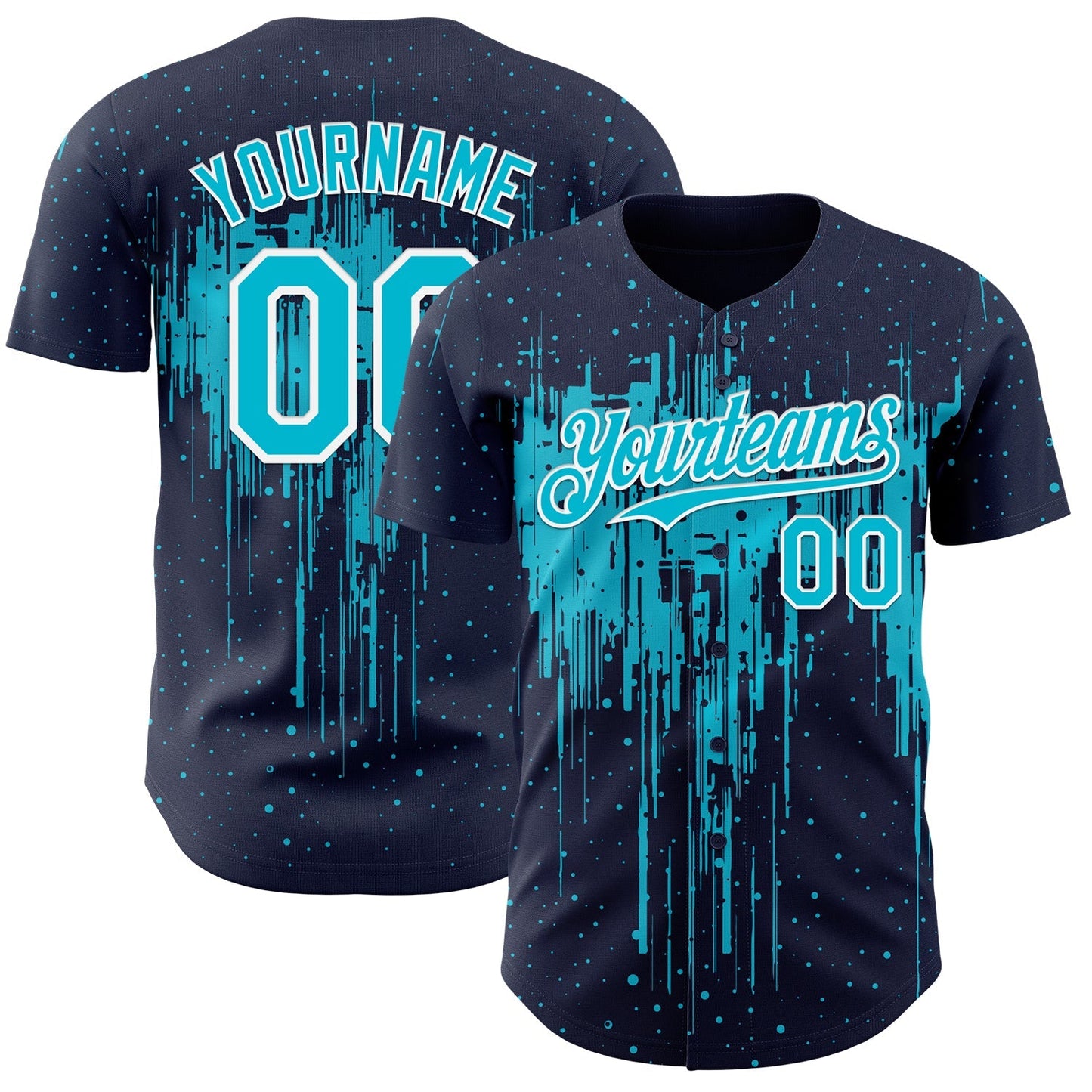Custom Navy Lakes Blue-White Dripping Splatter Paint Authentic Baseball Jersey baseball jersey product view 1