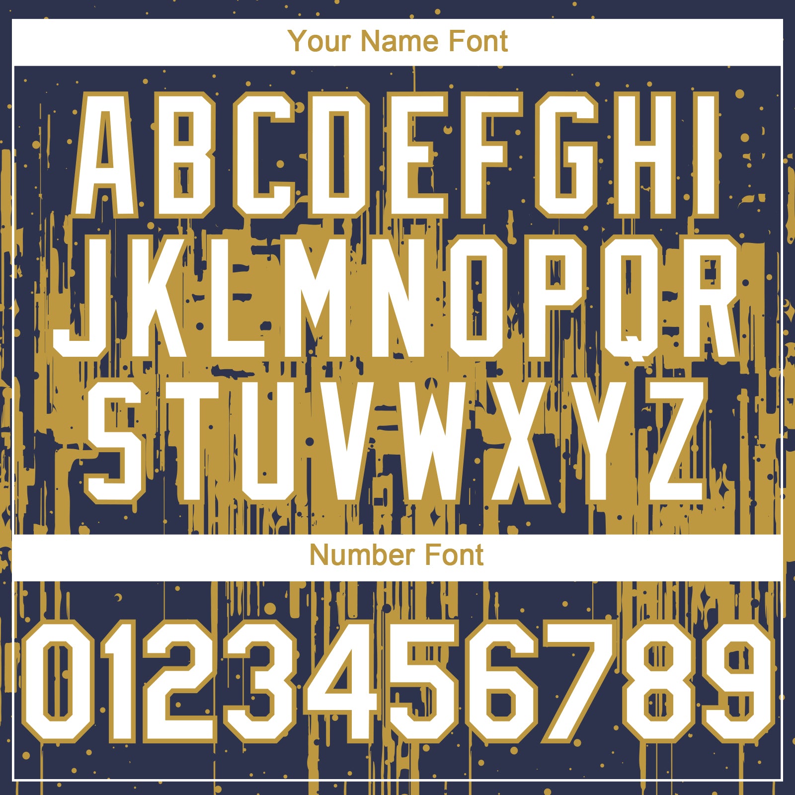 Custom Navy White-Old Gold Dripping Splatter Paint Authentic Baseball Jersey baseball jersey product view 5