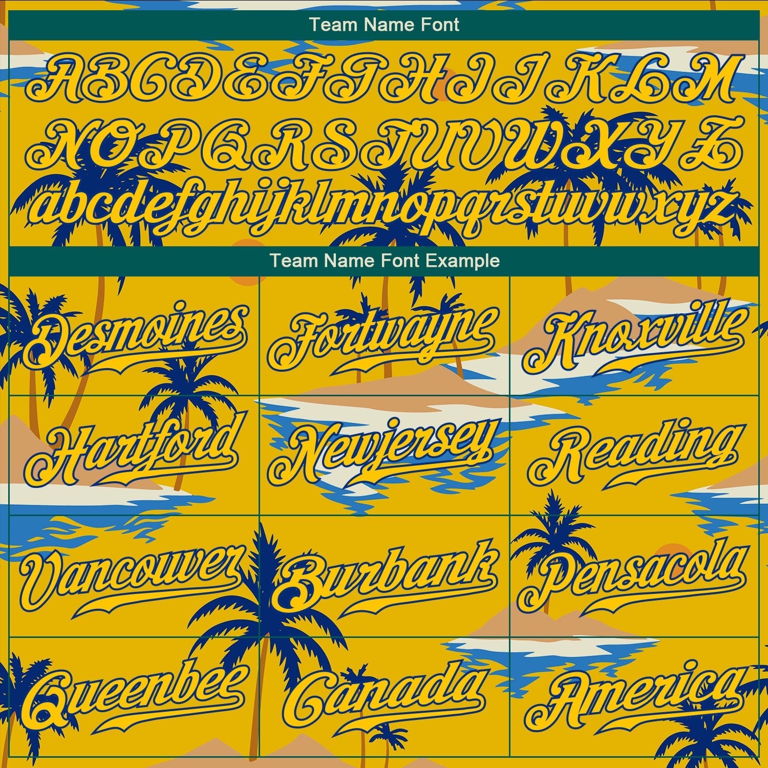 Custom Yellow Royal 3D Pattern Design Sun Beach Hawaii Palm Trees Authentic Baseball Jersey baseball jersey product view 4