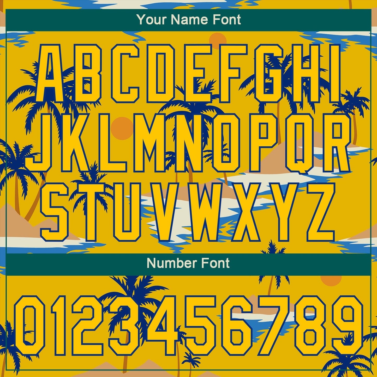 Custom Yellow Royal 3D Pattern Design Sun Beach Hawaii Palm Trees Authentic Baseball Jersey baseball jersey product view 5