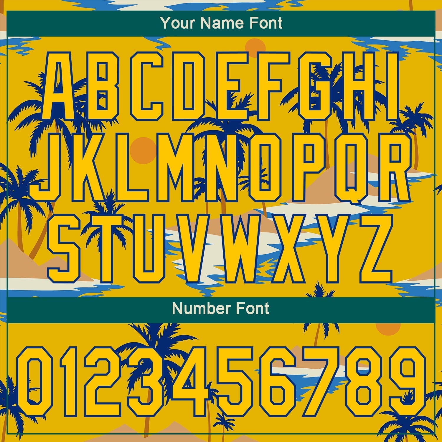 Custom Yellow Royal 3D Pattern Design Sun Beach Hawaii Palm Trees Authentic Baseball Jersey baseball jersey product view 5