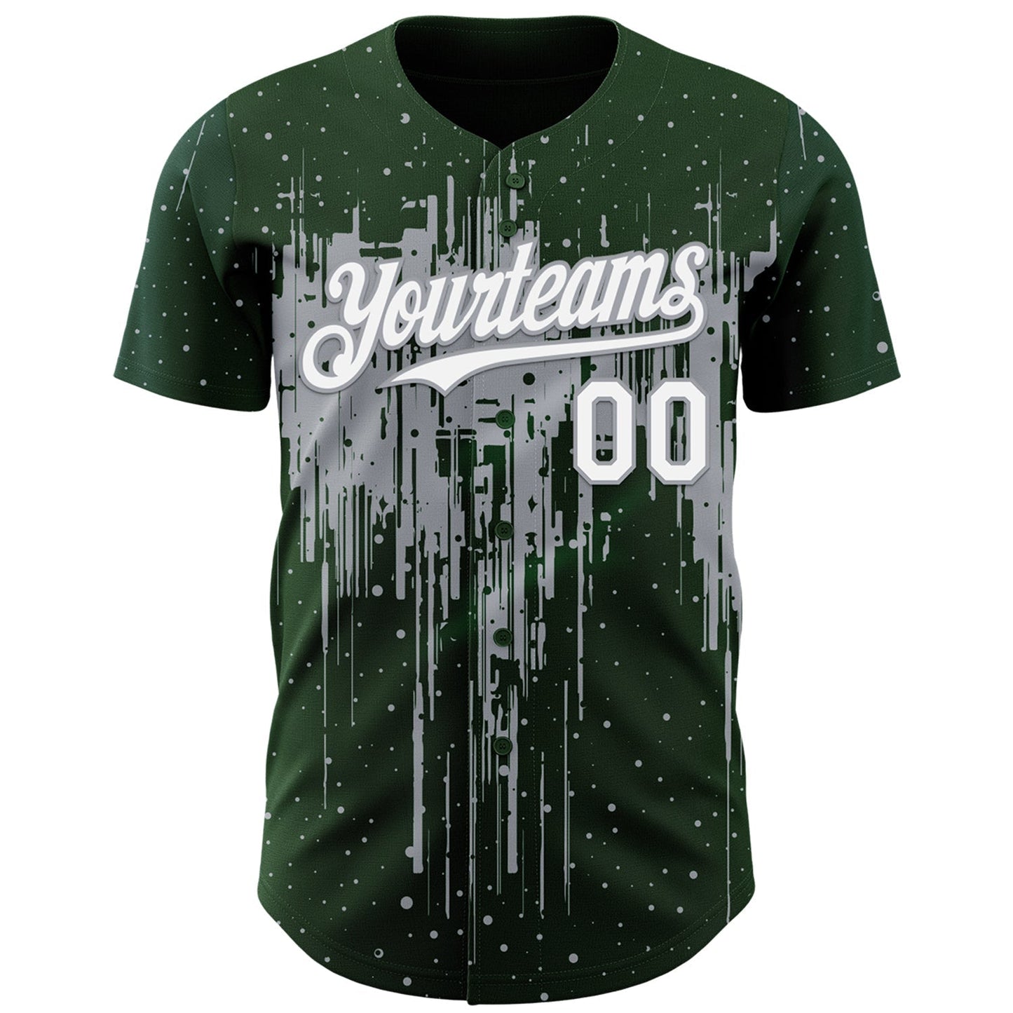 Custom Green White-Gray Dripping Splatter Paint Authentic Baseball Jersey baseball jersey product view 2