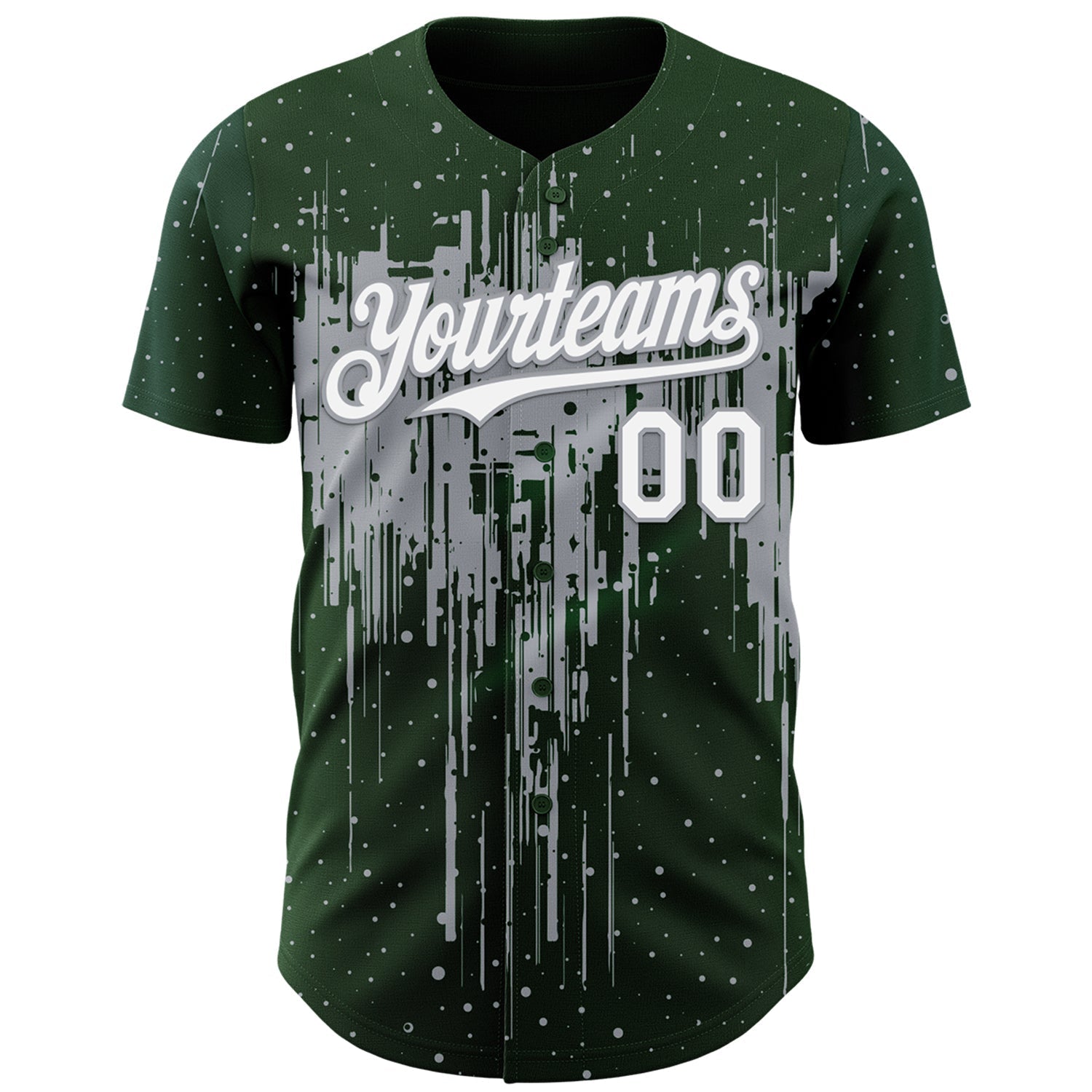 Custom Green White-Gray Dripping Splatter Paint Authentic Baseball Jersey baseball jersey product view 2