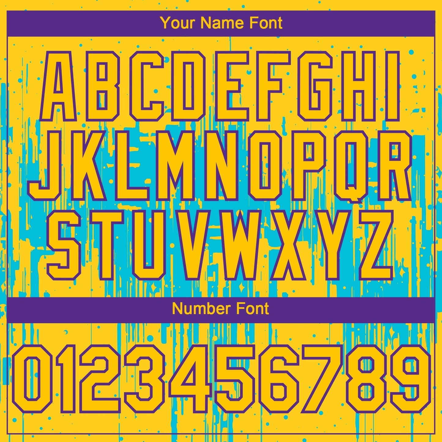 Custom Yellow Purple-Lakes Blue Dripping Splatter Paint Authentic Baseball Jersey baseball jersey product view 5
