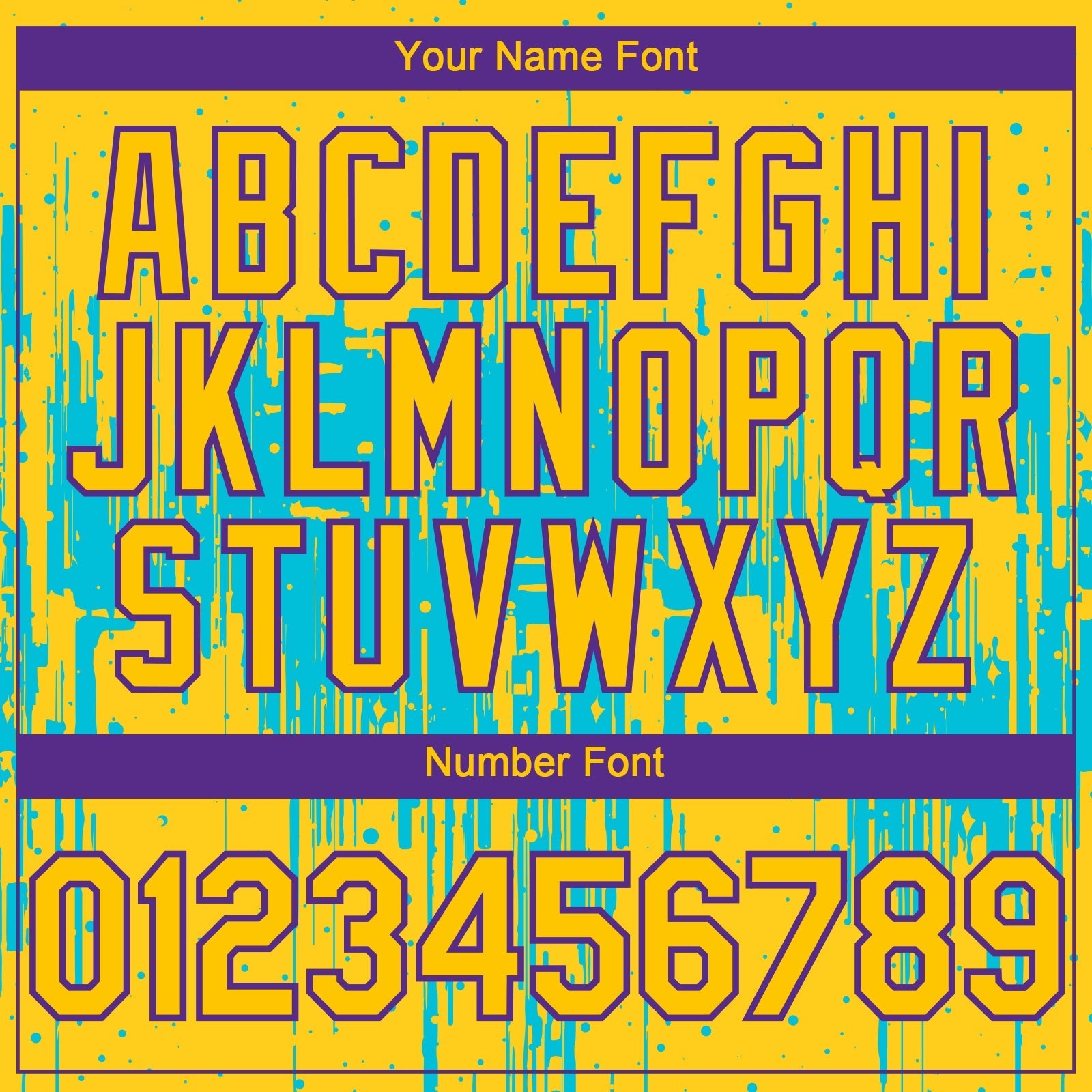 Custom Yellow Purple-Lakes Blue Dripping Splatter Paint Authentic Baseball Jersey baseball jersey product view 5