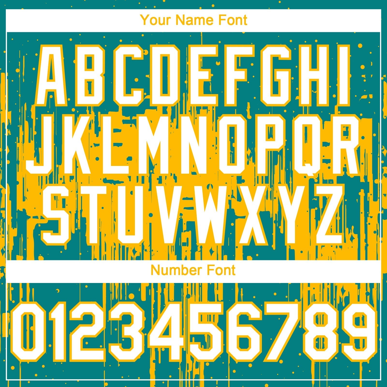 Custom Teal White-Gold Dripping Splatter Paint Authentic Baseball Jersey baseball jersey product view 5