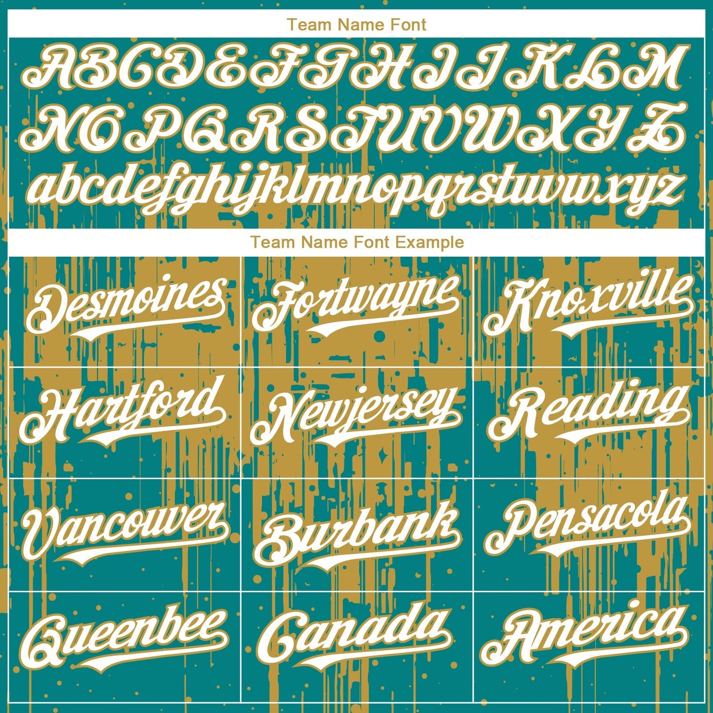 Custom Teal White-Old Gold Dripping Splatter Paint Authentic Baseball Jersey baseball jersey product view 4