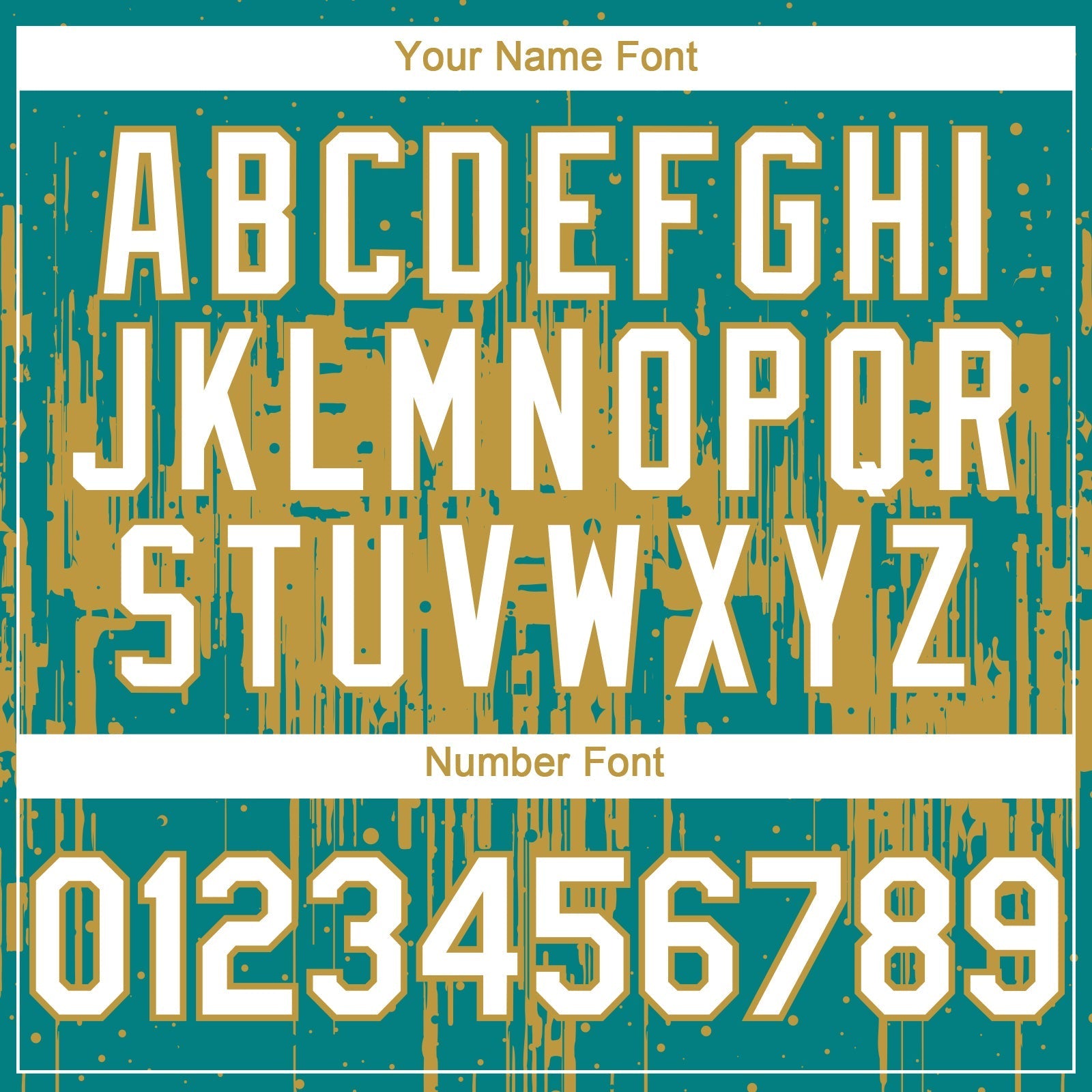 Custom Teal White-Old Gold Dripping Splatter Paint Authentic Baseball Jersey baseball jersey product view 5