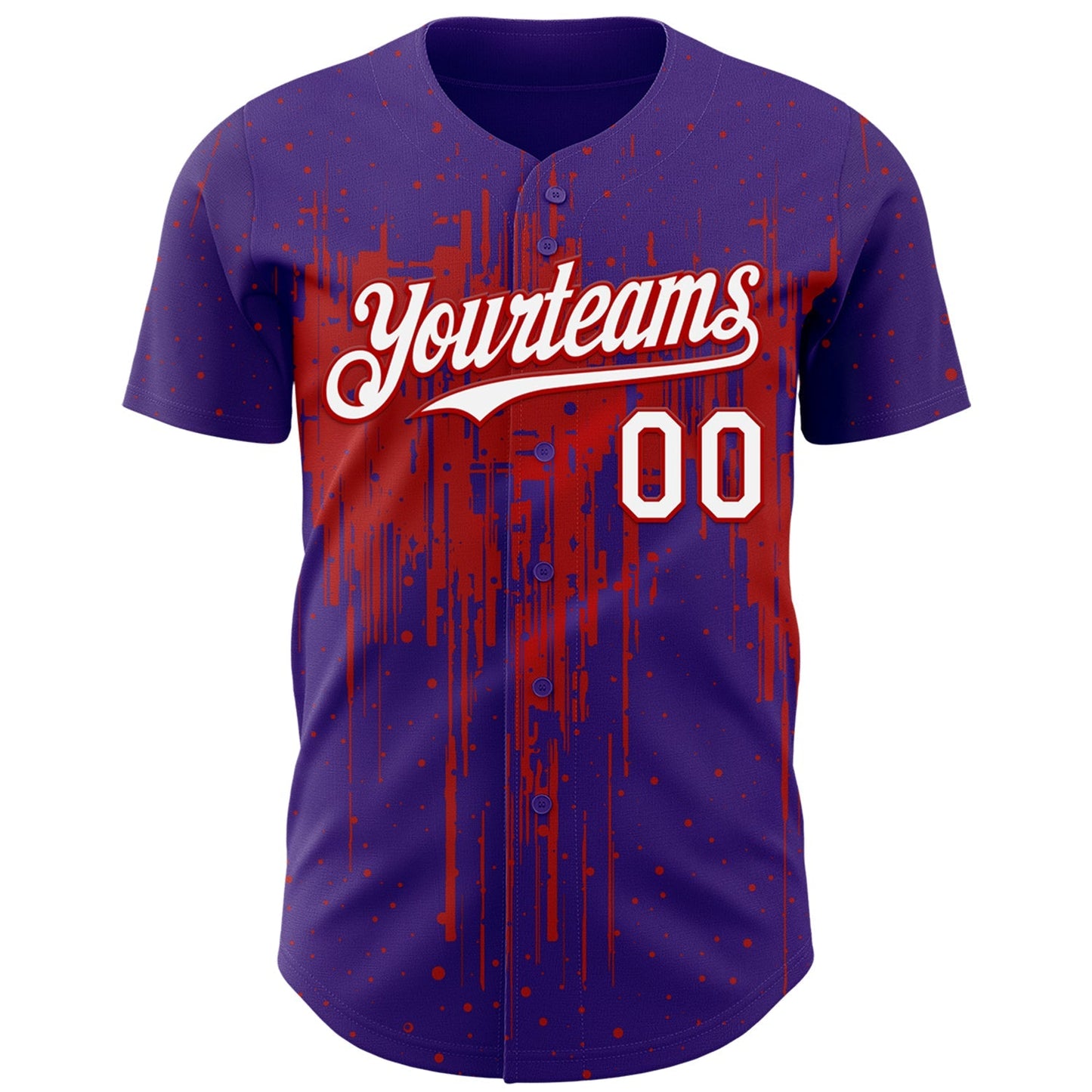 Custom Purple White-Red Dripping Splatter Paint Authentic Baseball Jersey baseball jersey product view 2