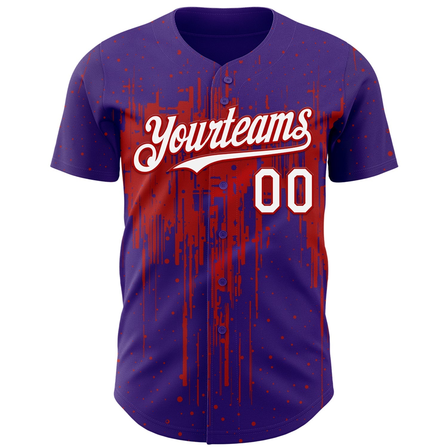 Custom Purple White-Red Dripping Splatter Paint Authentic Baseball Jersey baseball jersey product view 2