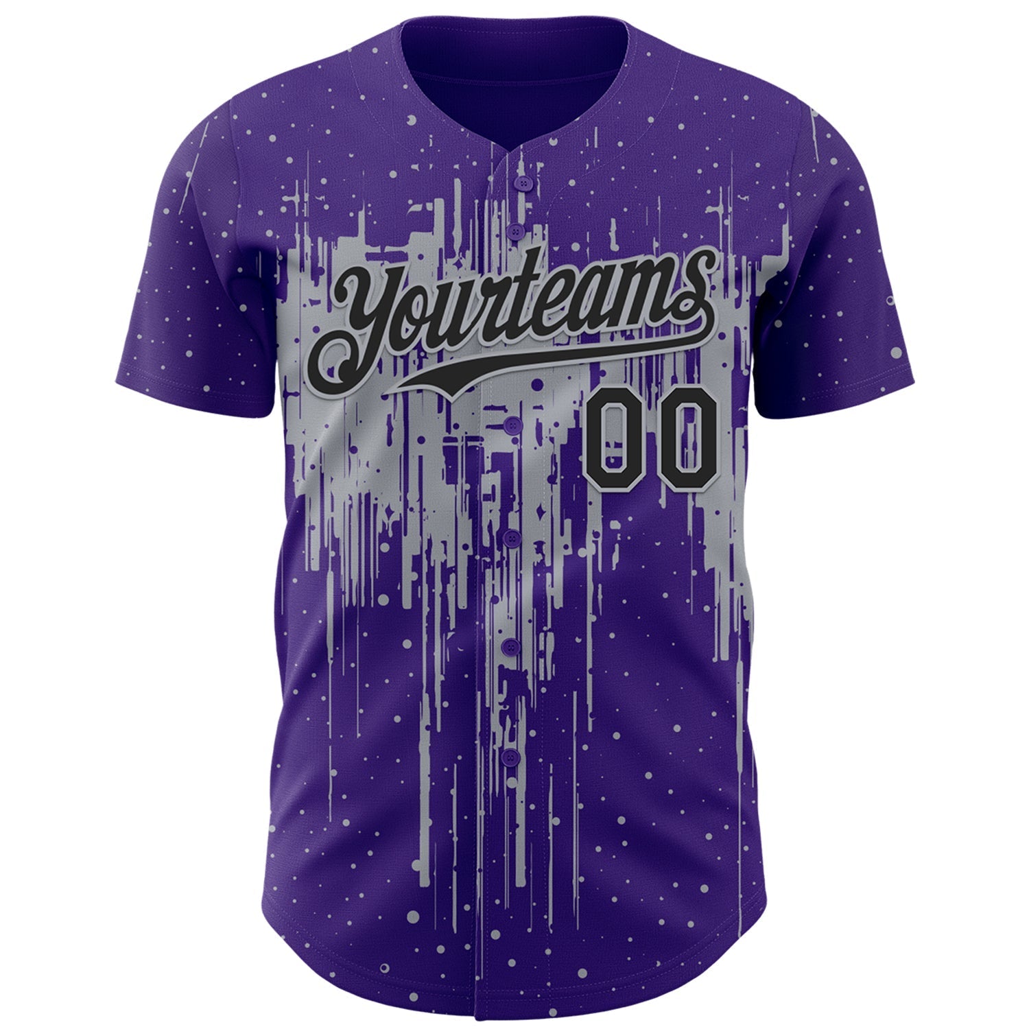 Custom Purple Black-Gray Dripping Splatter Paint Authentic Baseball Jersey baseball jersey product view 2