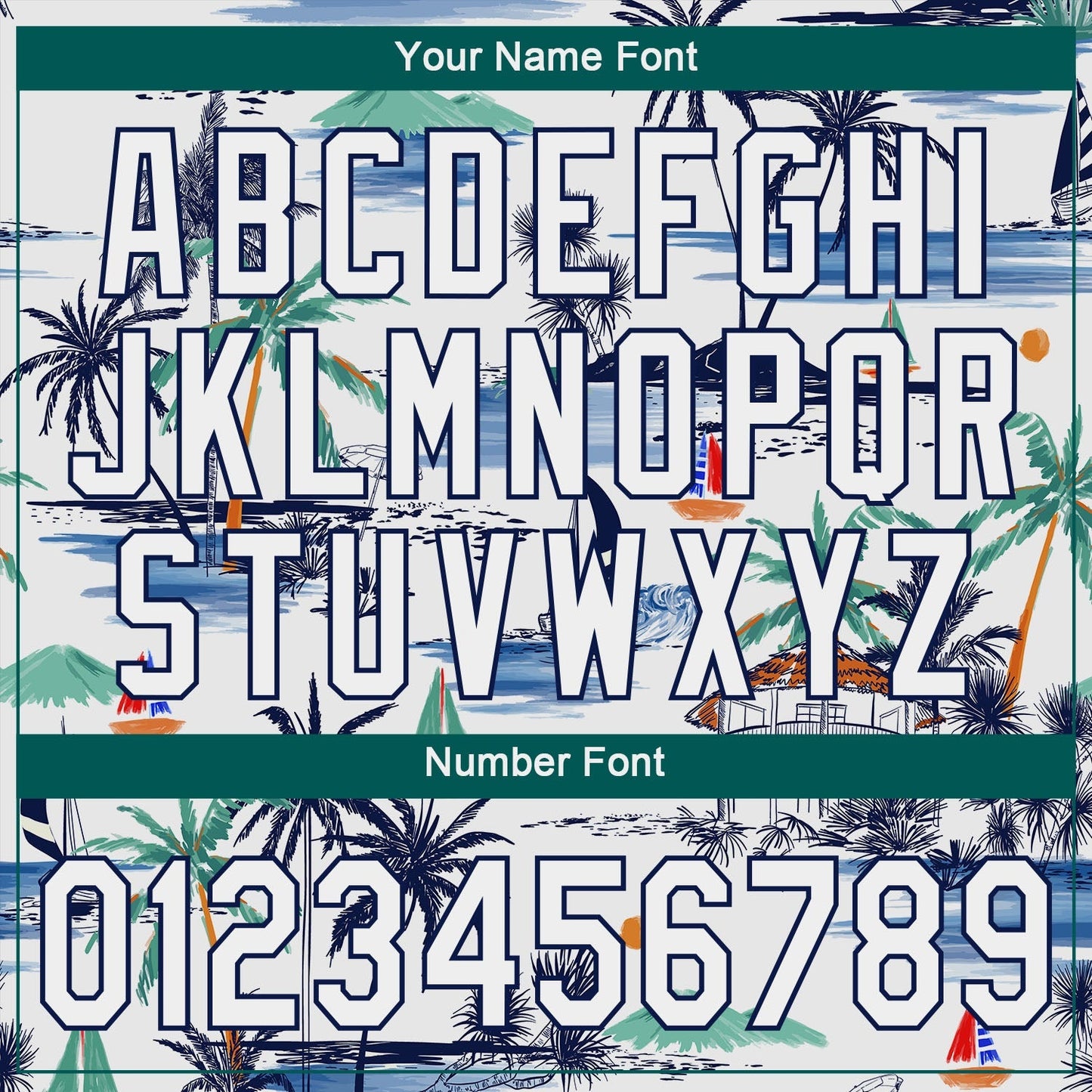 Custom White Navy 3D Pattern Design Hawaii Palm Trees Island And Sailboat Authentic Baseball Jersey baseball jersey product view 5