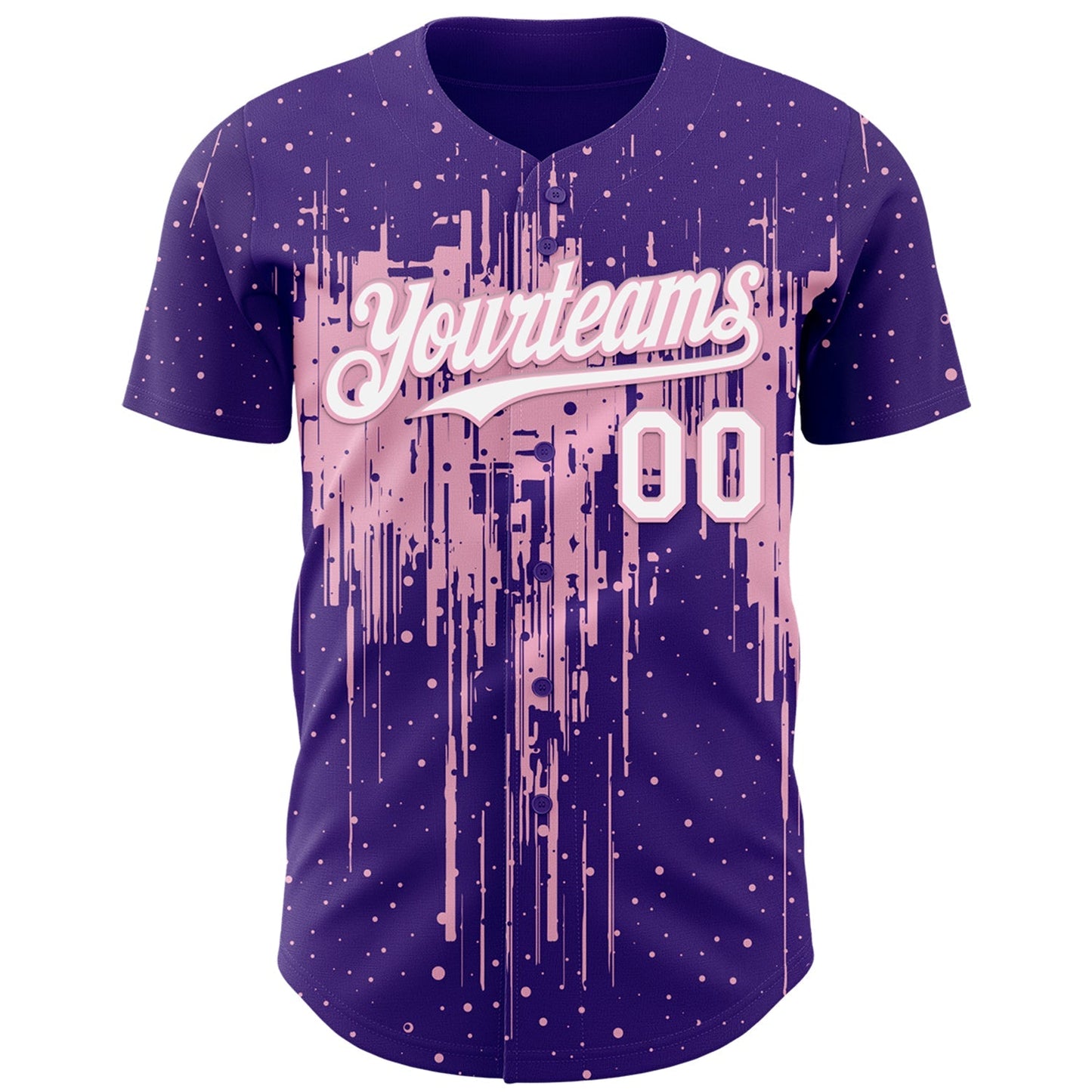 Custom Purple White-Light Pink Dripping Splatter Paint Authentic Baseball Jersey baseball jersey product view 2