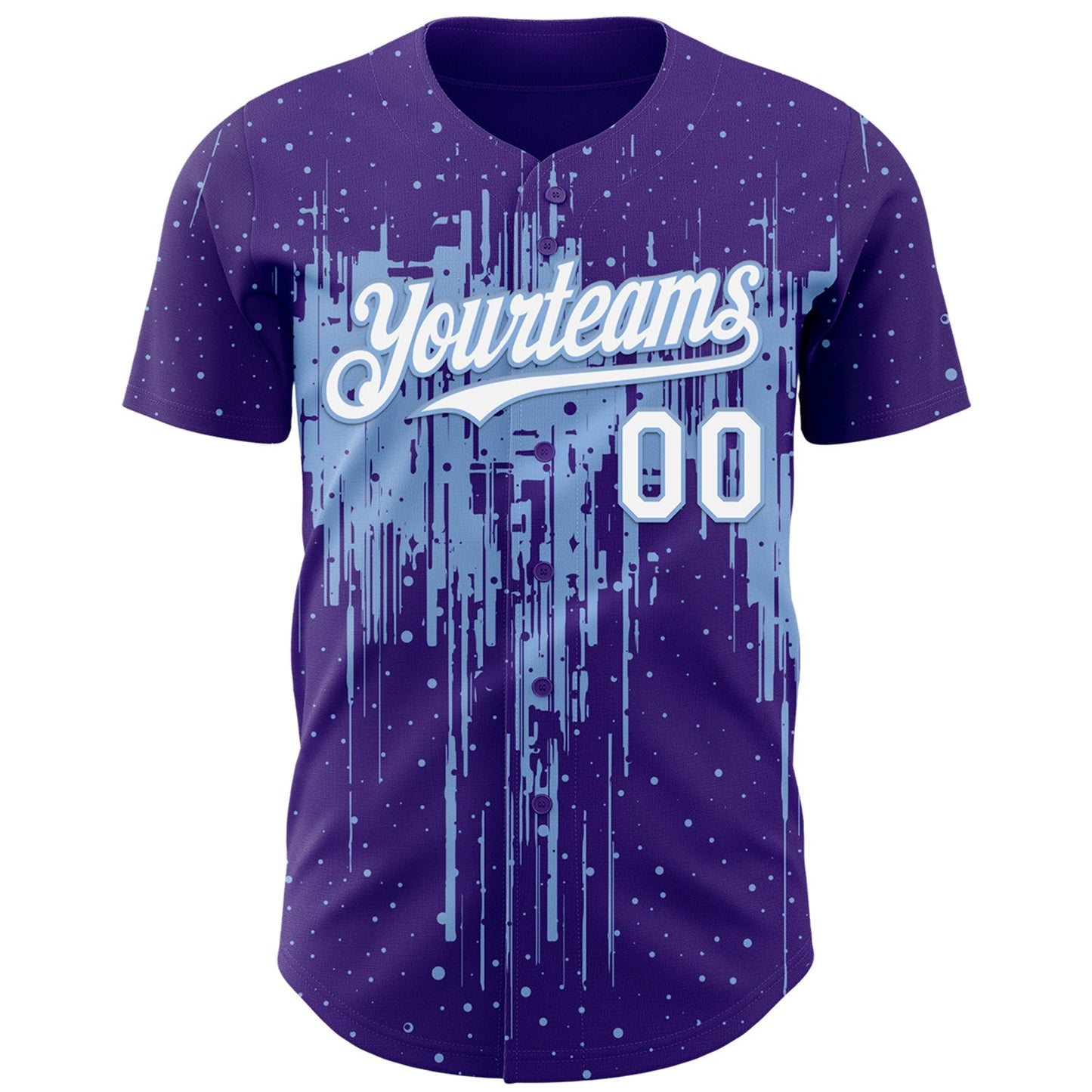 Custom Purple White-Light Blue Dripping Splatter Paint Authentic Baseball Jersey baseball jersey product view 2