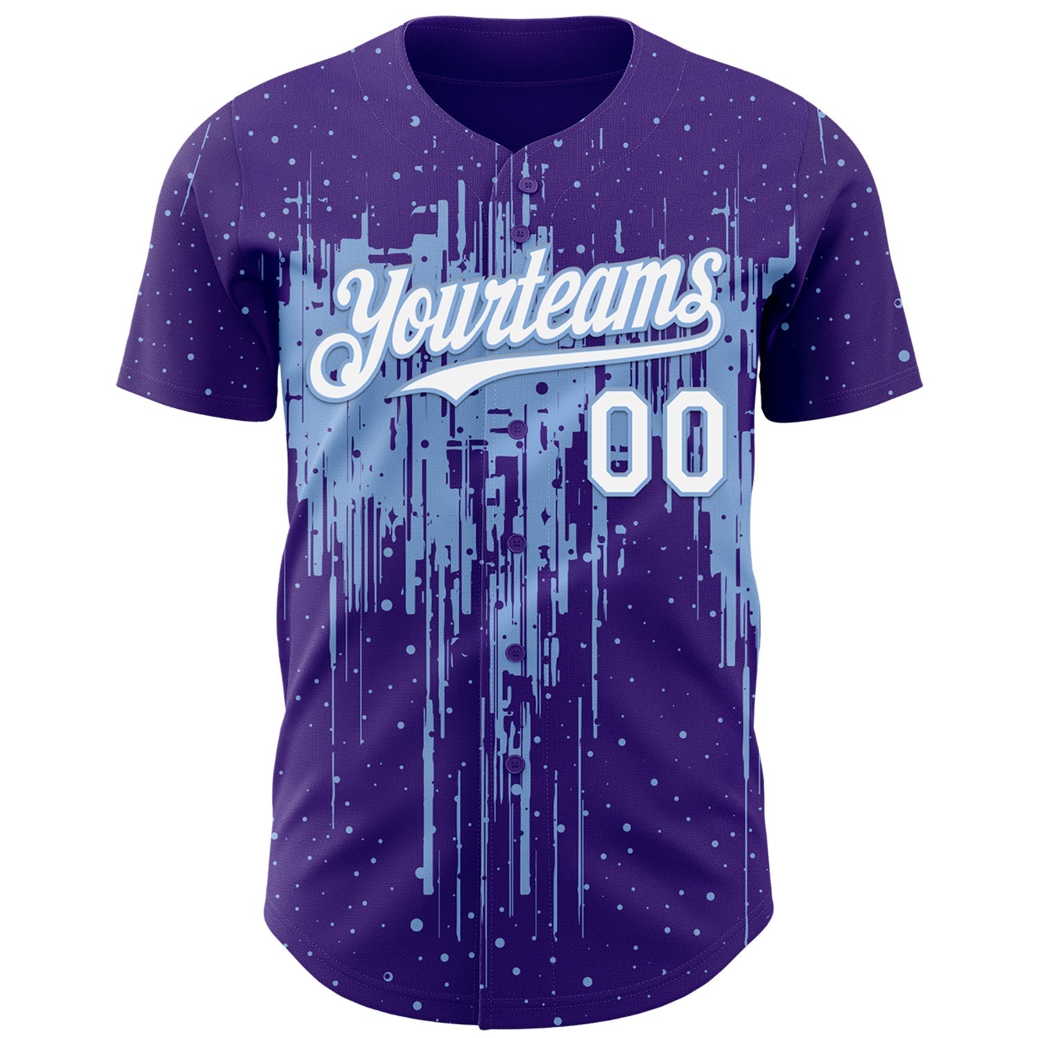 Custom Purple White-Light Blue Dripping Splatter Paint Authentic Baseball Jersey baseball jersey product view 2