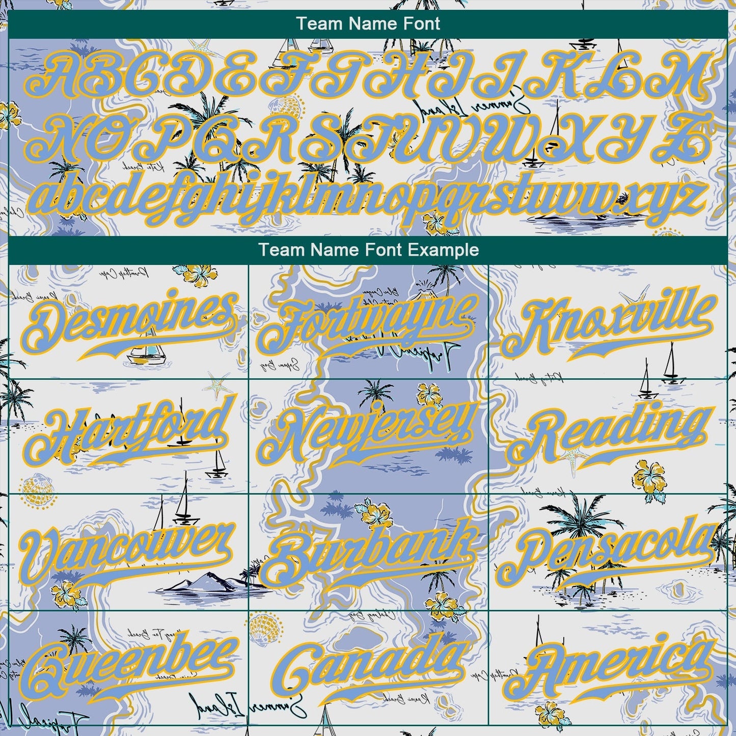 Custom White Light Blue-Yellow 3D Pattern Design Beach Hawaii Palm Trees And Island Authentic Baseball Jersey baseball jersey product view 4