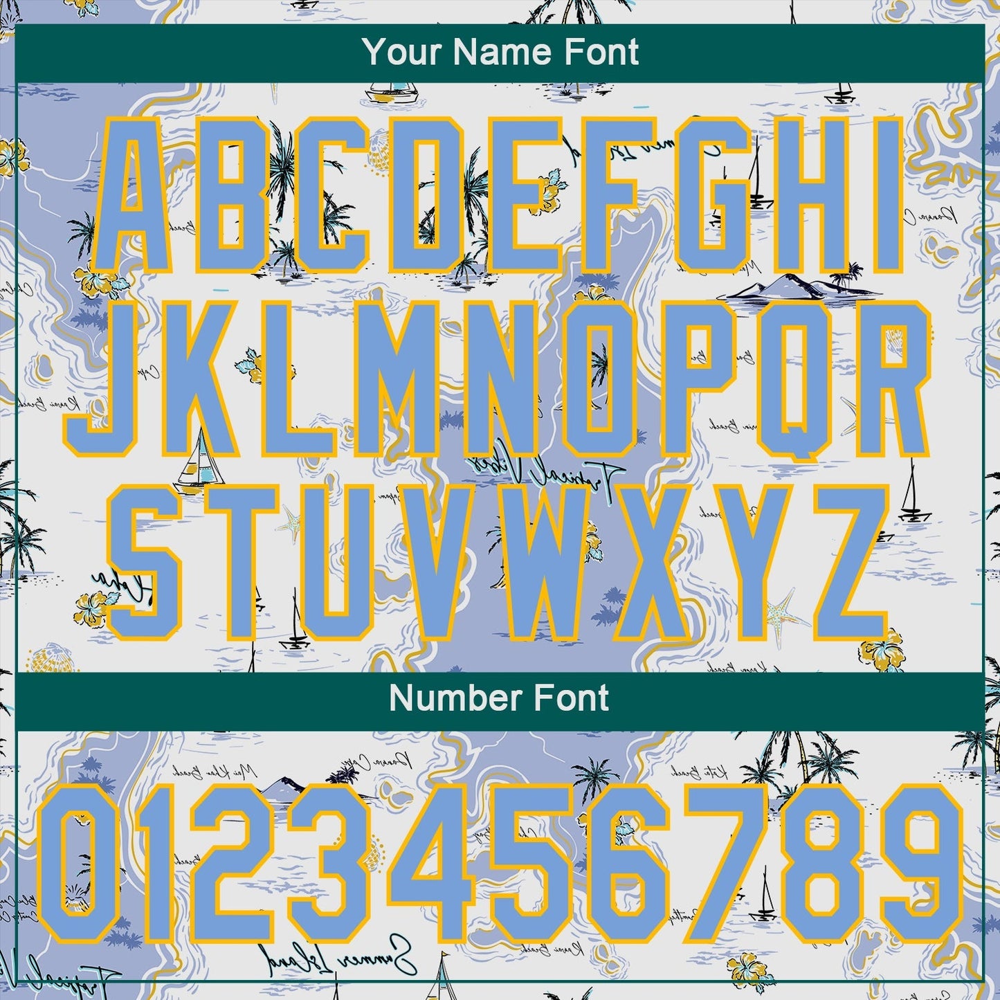 Custom White Light Blue-Yellow 3D Pattern Design Beach Hawaii Palm Trees And Island Authentic Baseball Jersey baseball jersey product view 5