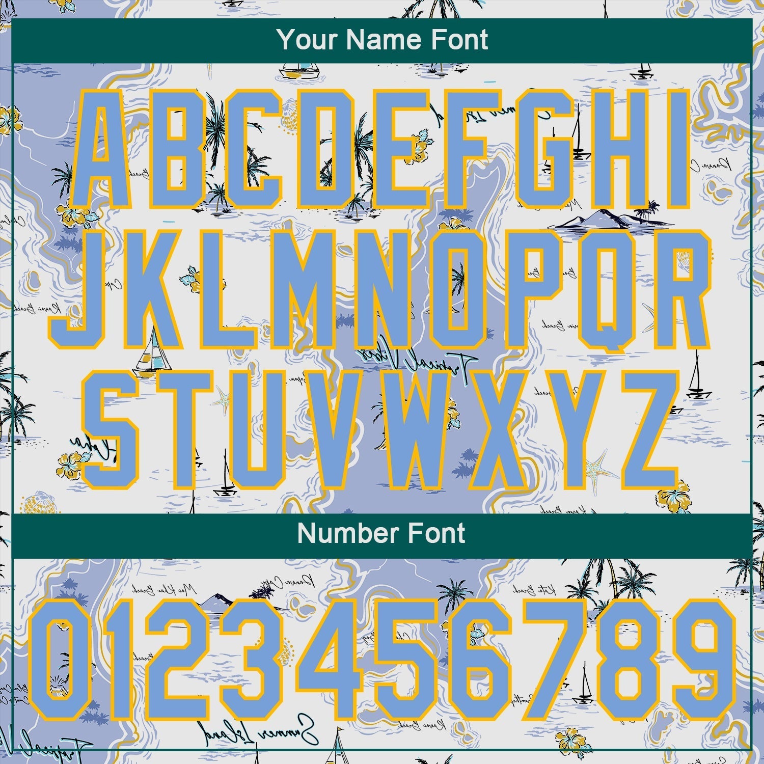 Custom White Light Blue-Yellow 3D Pattern Design Beach Hawaii Palm Trees And Island Authentic Baseball Jersey baseball jersey product view 5