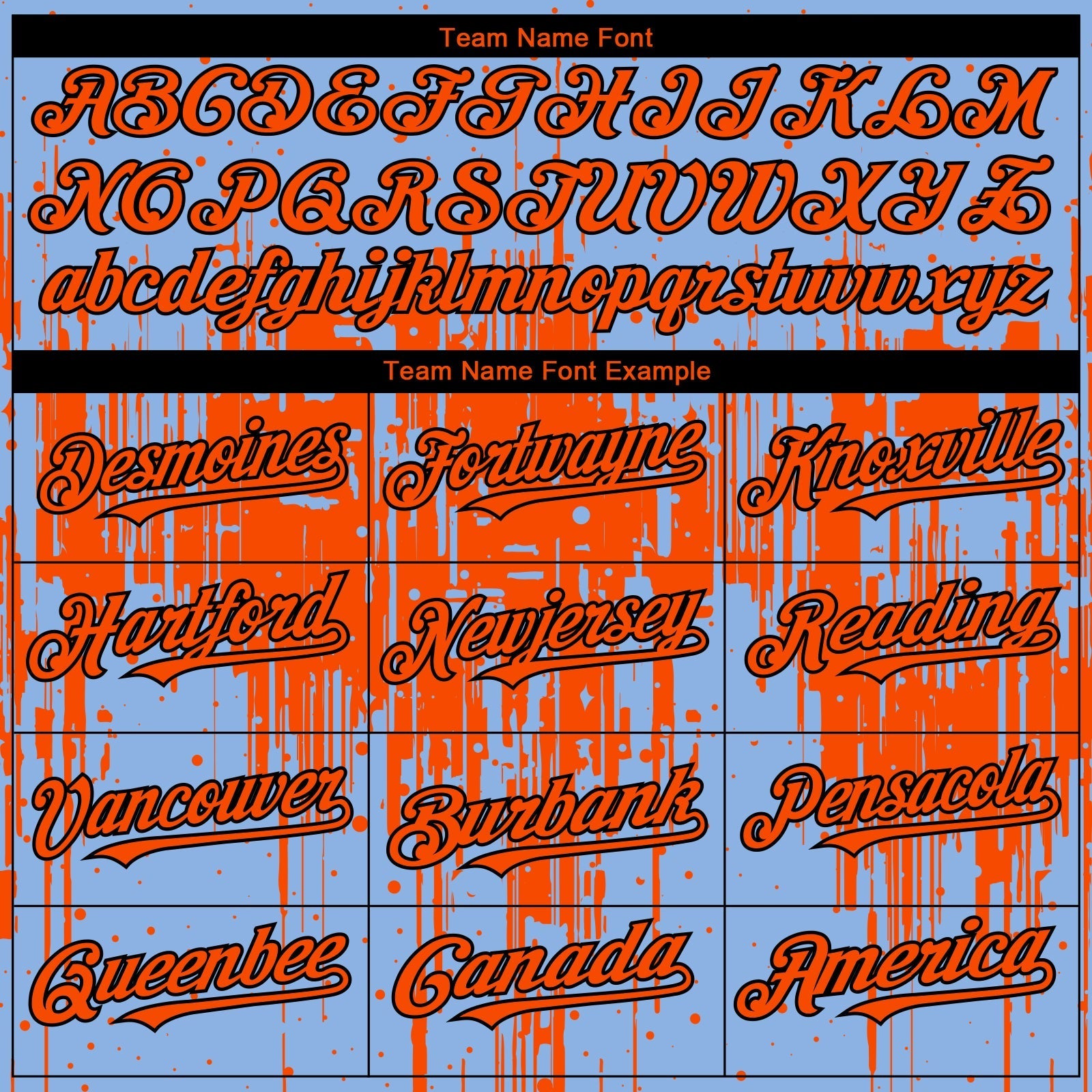 Custom Light Blue Orange-Black Dripping Splatter Paint Authentic Baseball Jersey baseball jersey product view 4