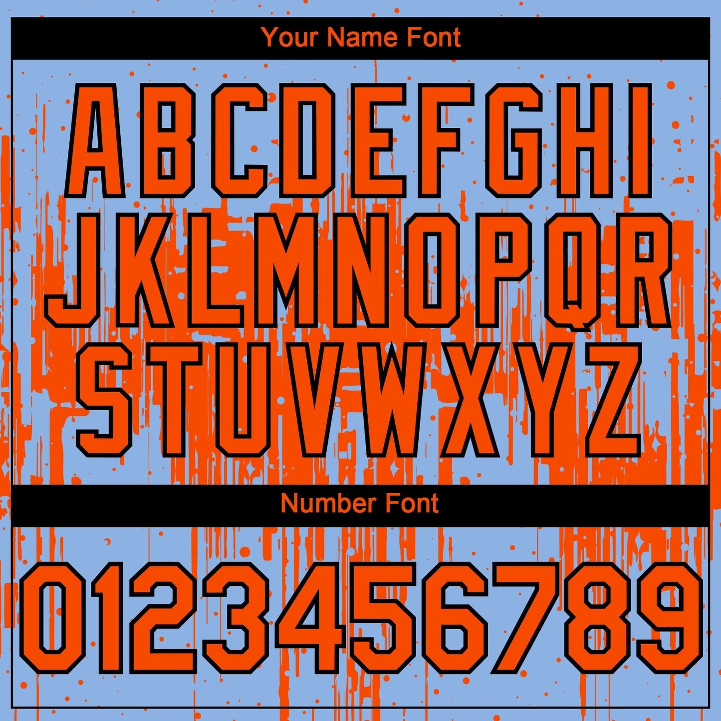 Custom Light Blue Orange-Black Dripping Splatter Paint Authentic Baseball Jersey baseball jersey product view 5