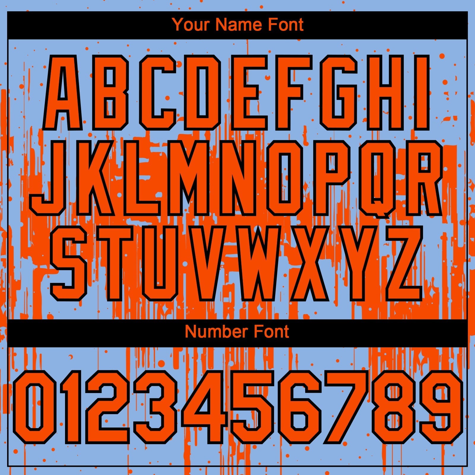 Custom Light Blue Orange-Black Dripping Splatter Paint Authentic Baseball Jersey baseball jersey product view 5