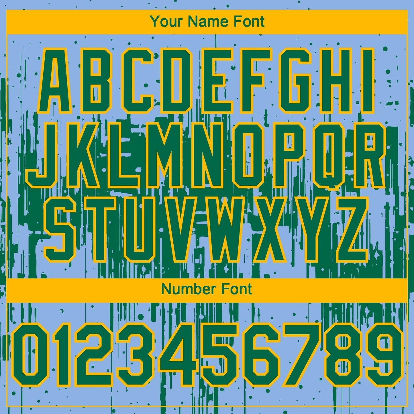Custom Light Blue Kelly Green-Gold Dripping Splatter Paint Authentic Baseball Jersey baseball jersey product view 5