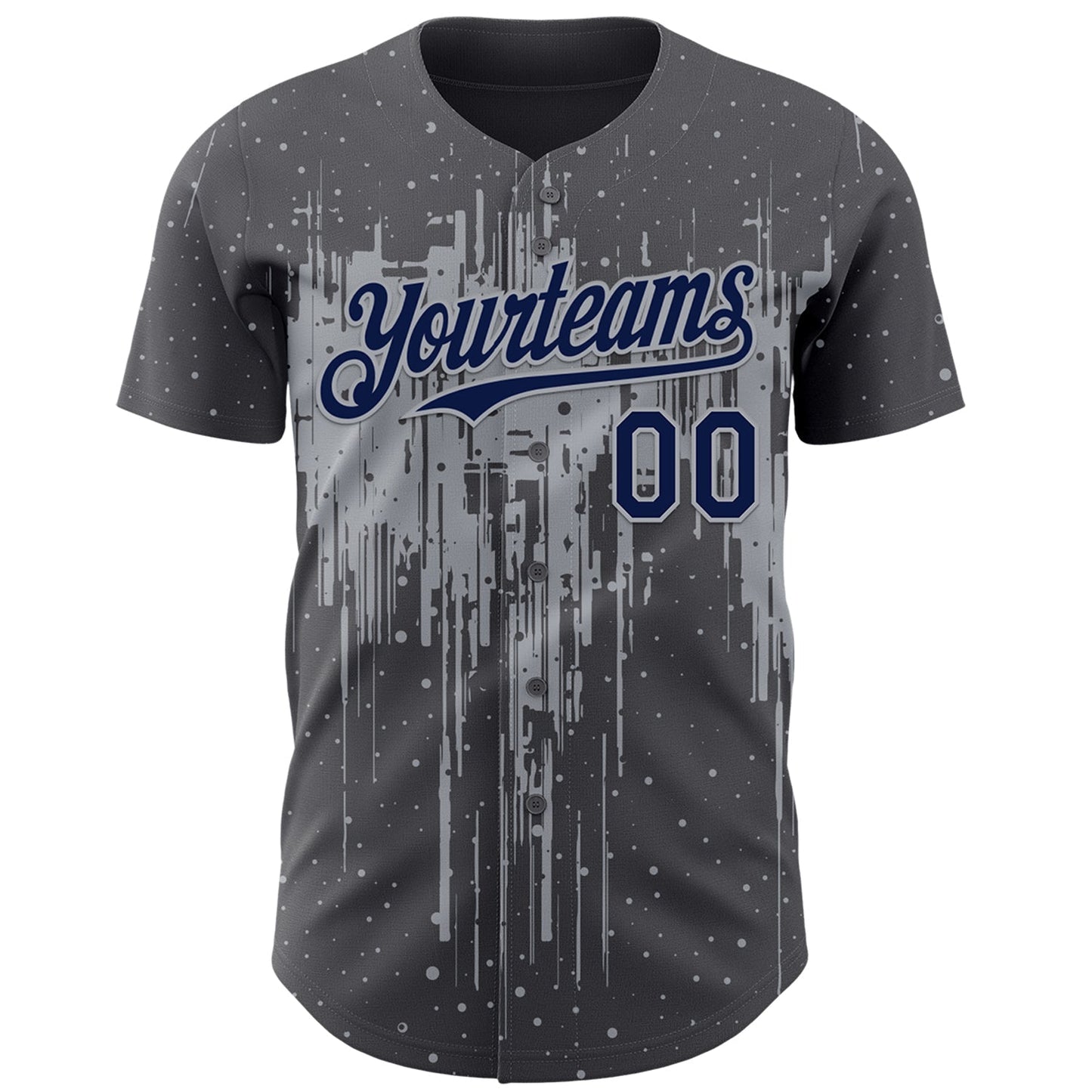 Custom Steel Gray Navy-Gray Dripping Splatter Paint Authentic Baseball Jersey baseball jersey product view 2